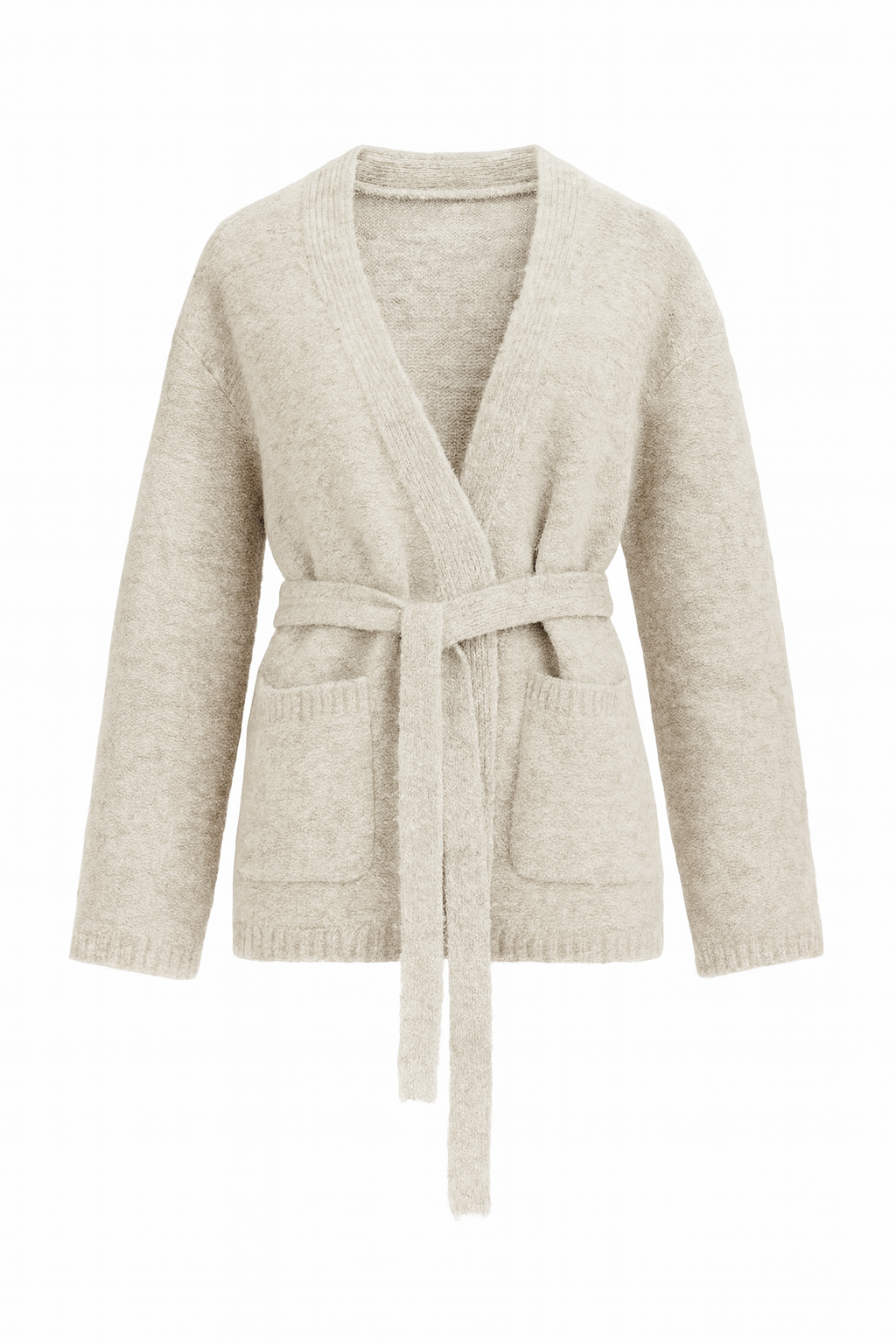 קרדיגן סריג בהיר עם קשירה