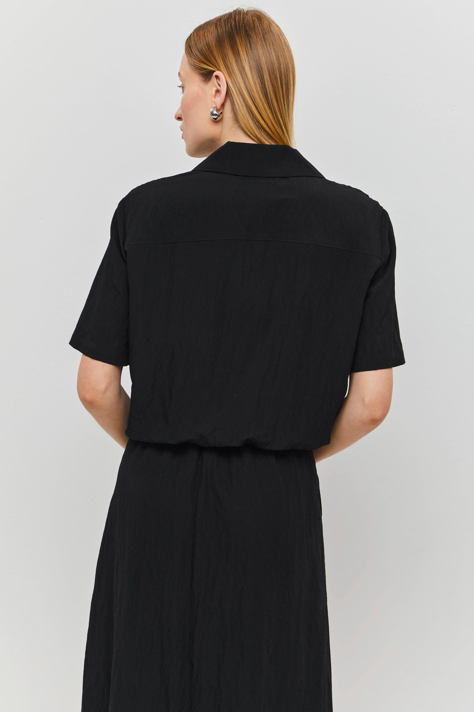 Black Tailored Zip-Up Shirt