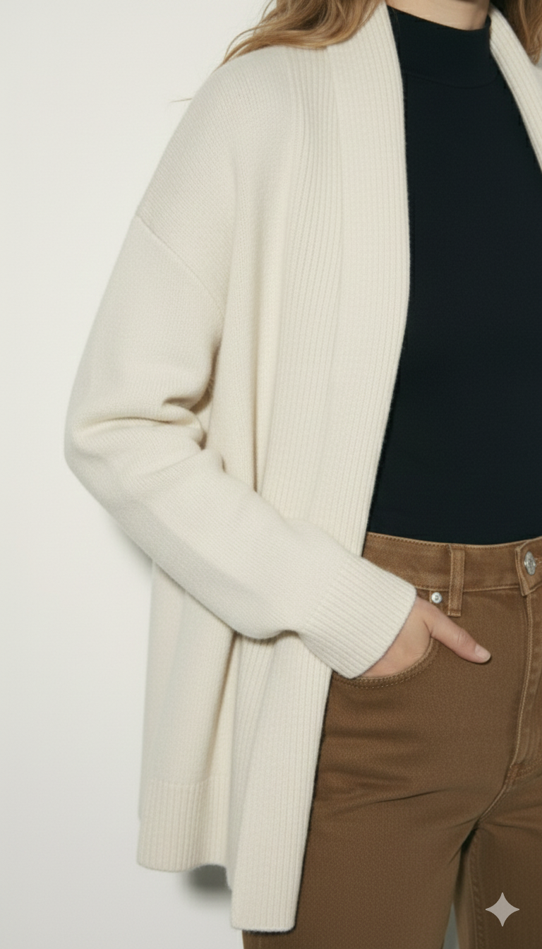 קרדיגן סריג בהיר פתוח