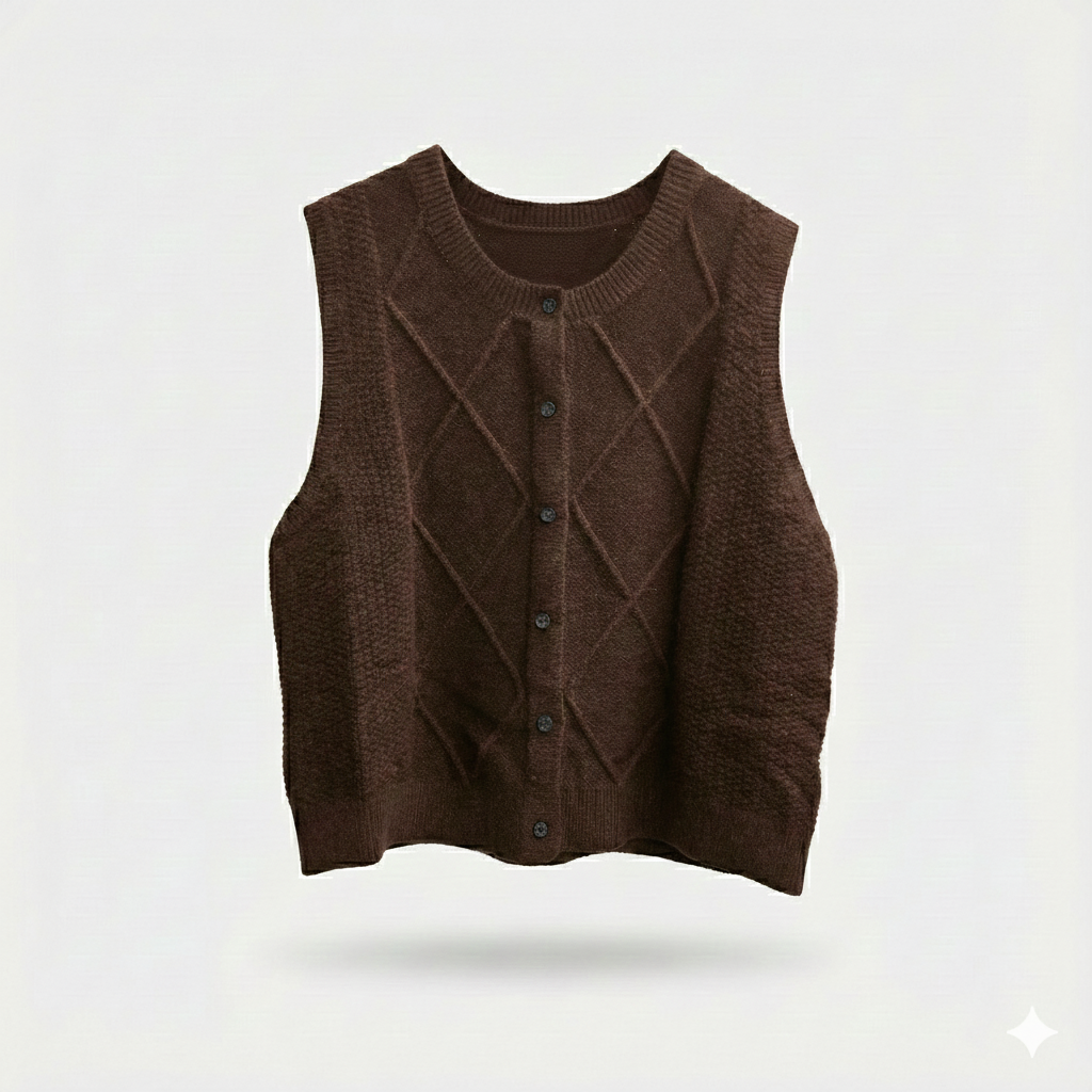 סריג אפודה חום