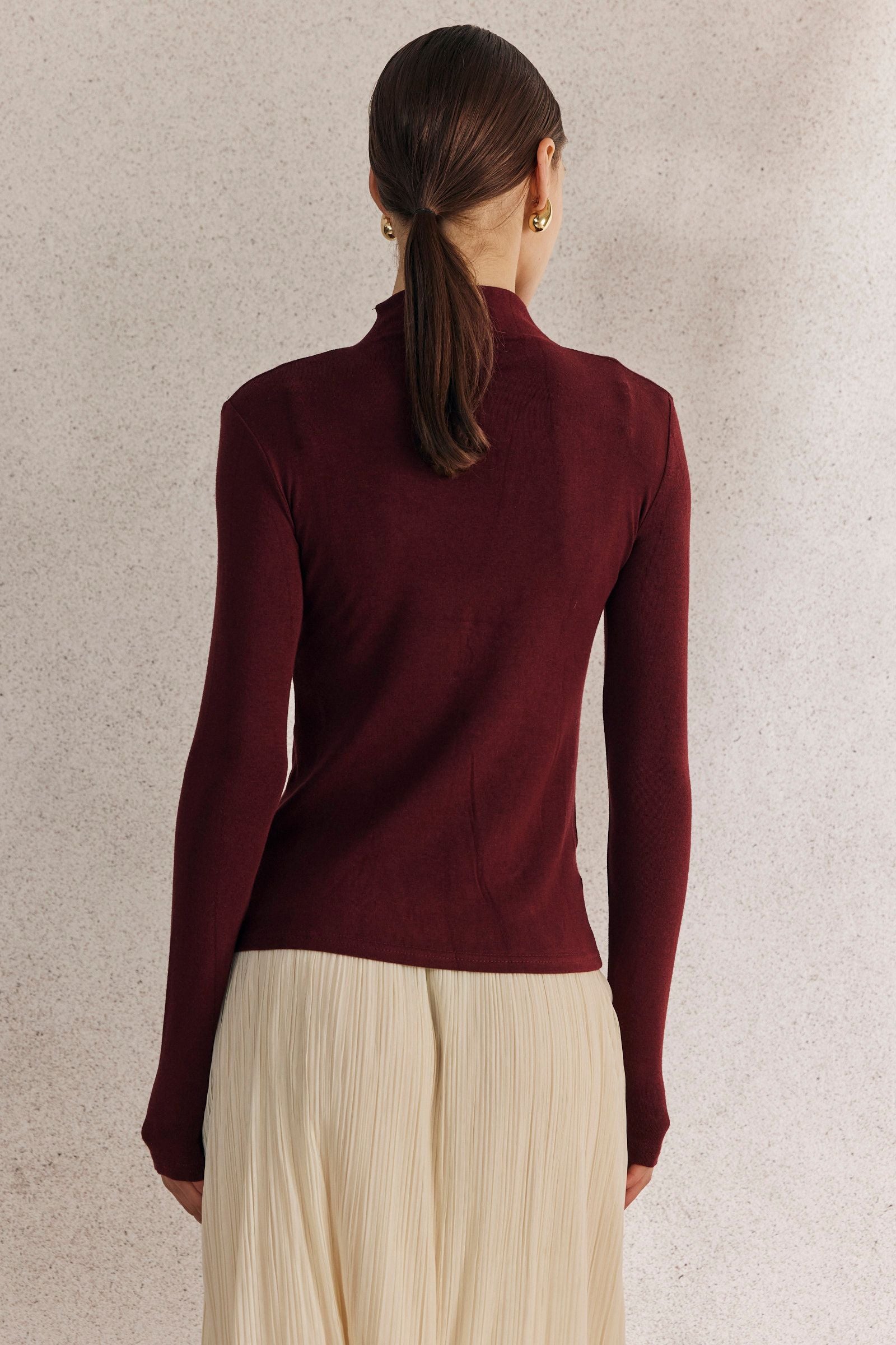 Basic Burgundy Turtleneck Shirt