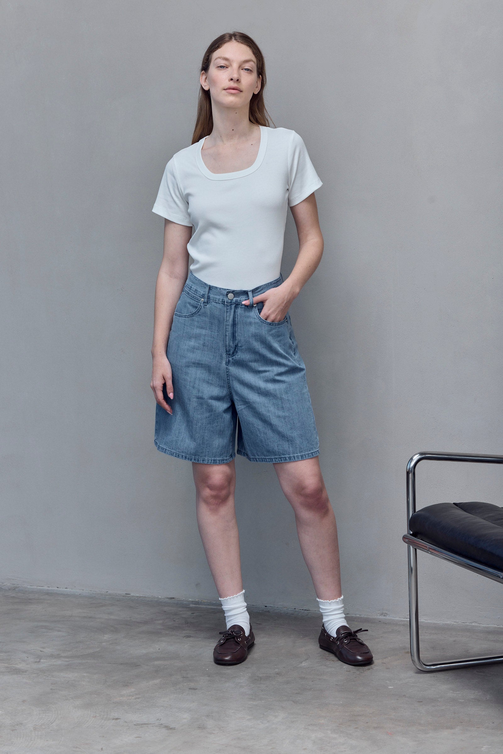 White Square- Neck Tee