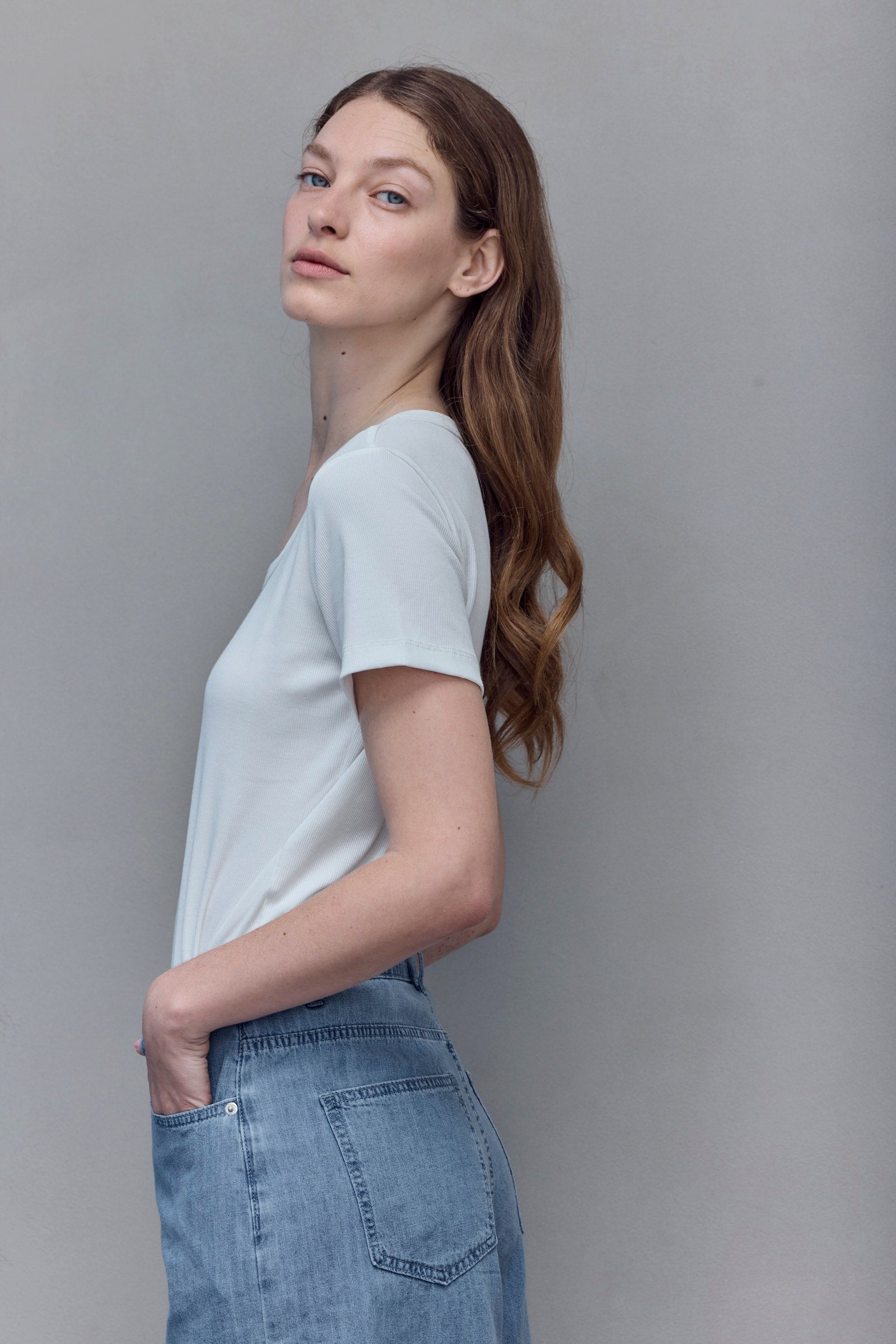 White Square- Neck Tee