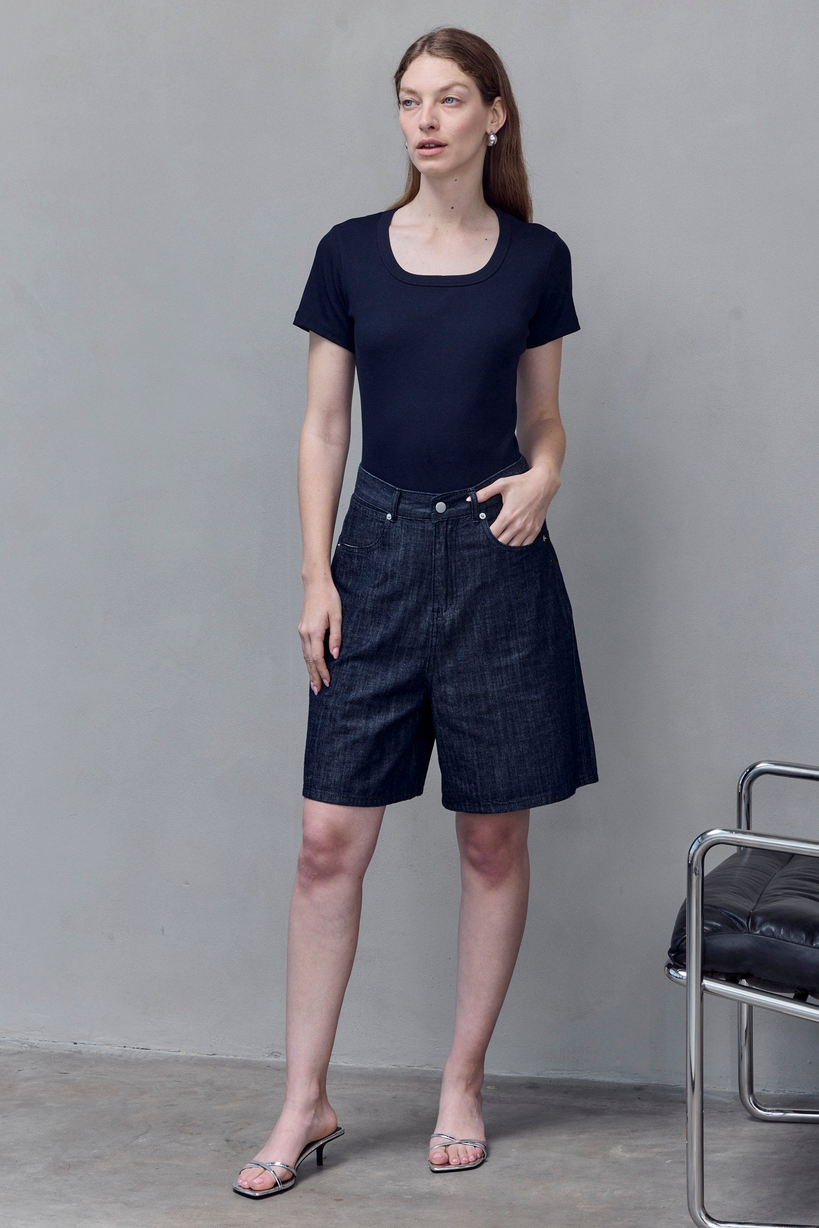 Navy Blue Square-Neck Tee