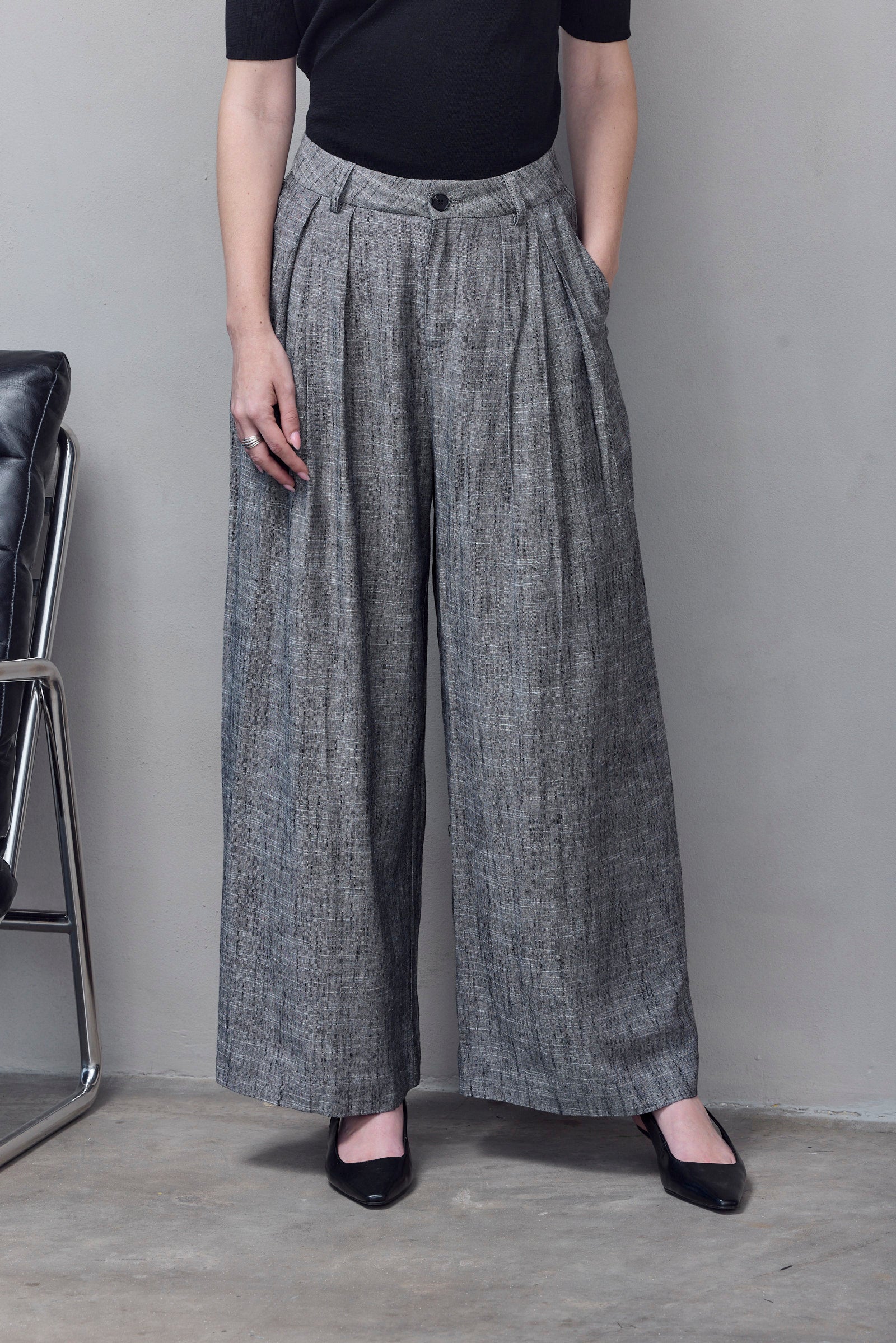 16339 Grey Wide Leg Trousers main image 0