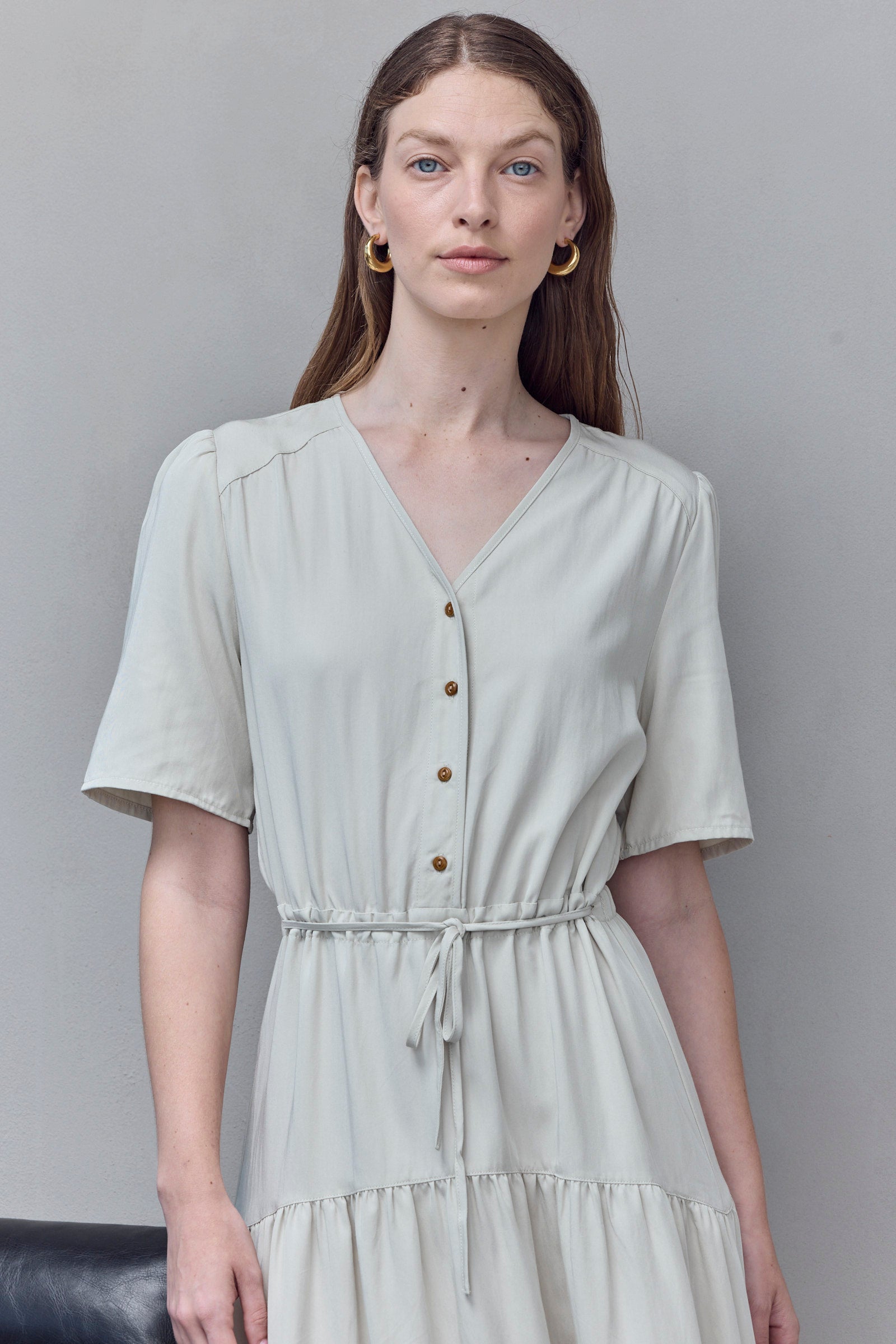 Light Button Maxi Dress
