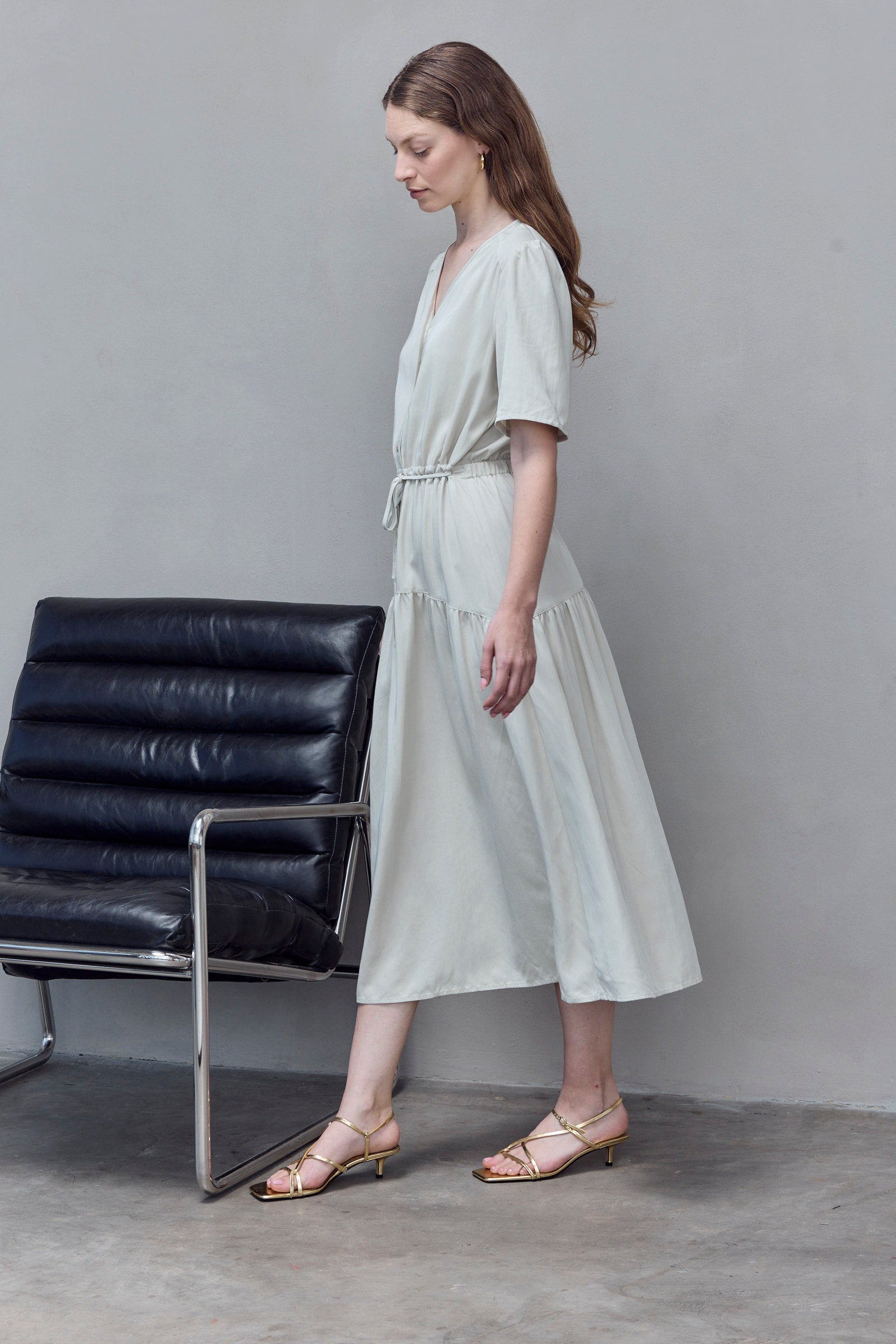 Light Button Maxi Dress