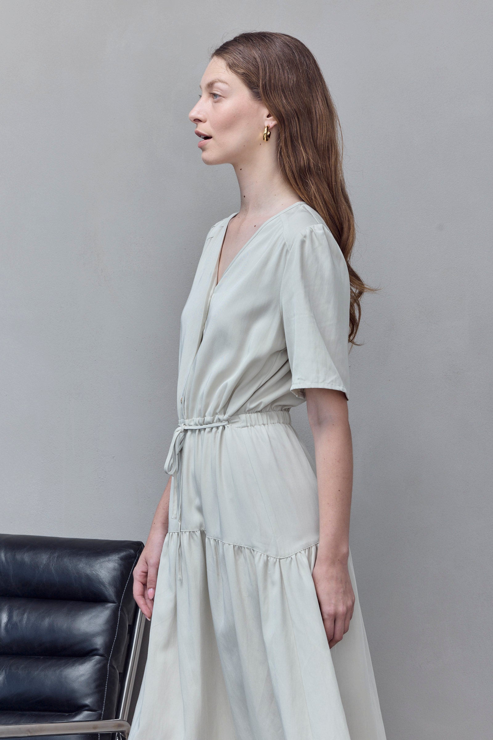 Light Button Maxi Dress
