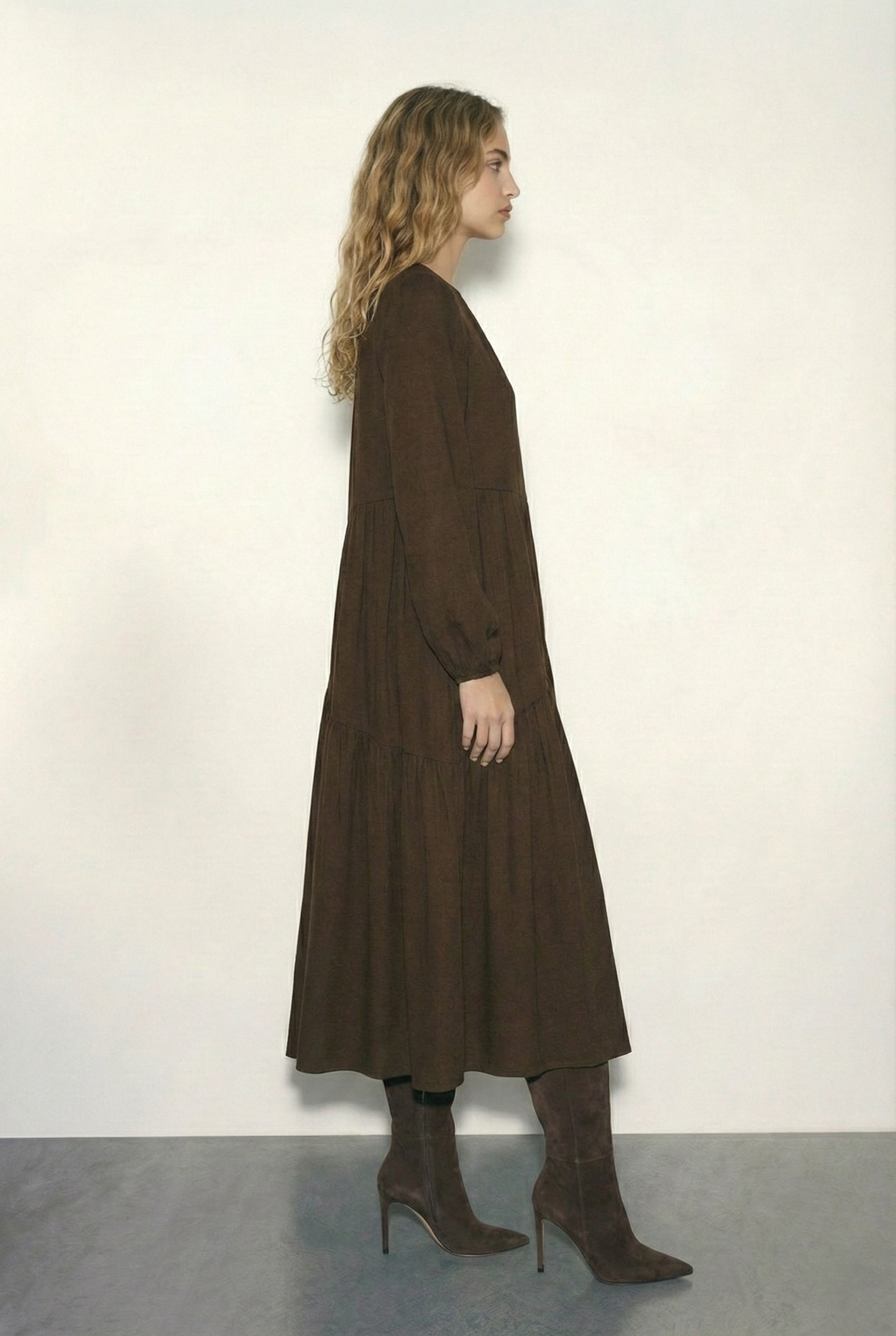 שמלת מקסי חומה