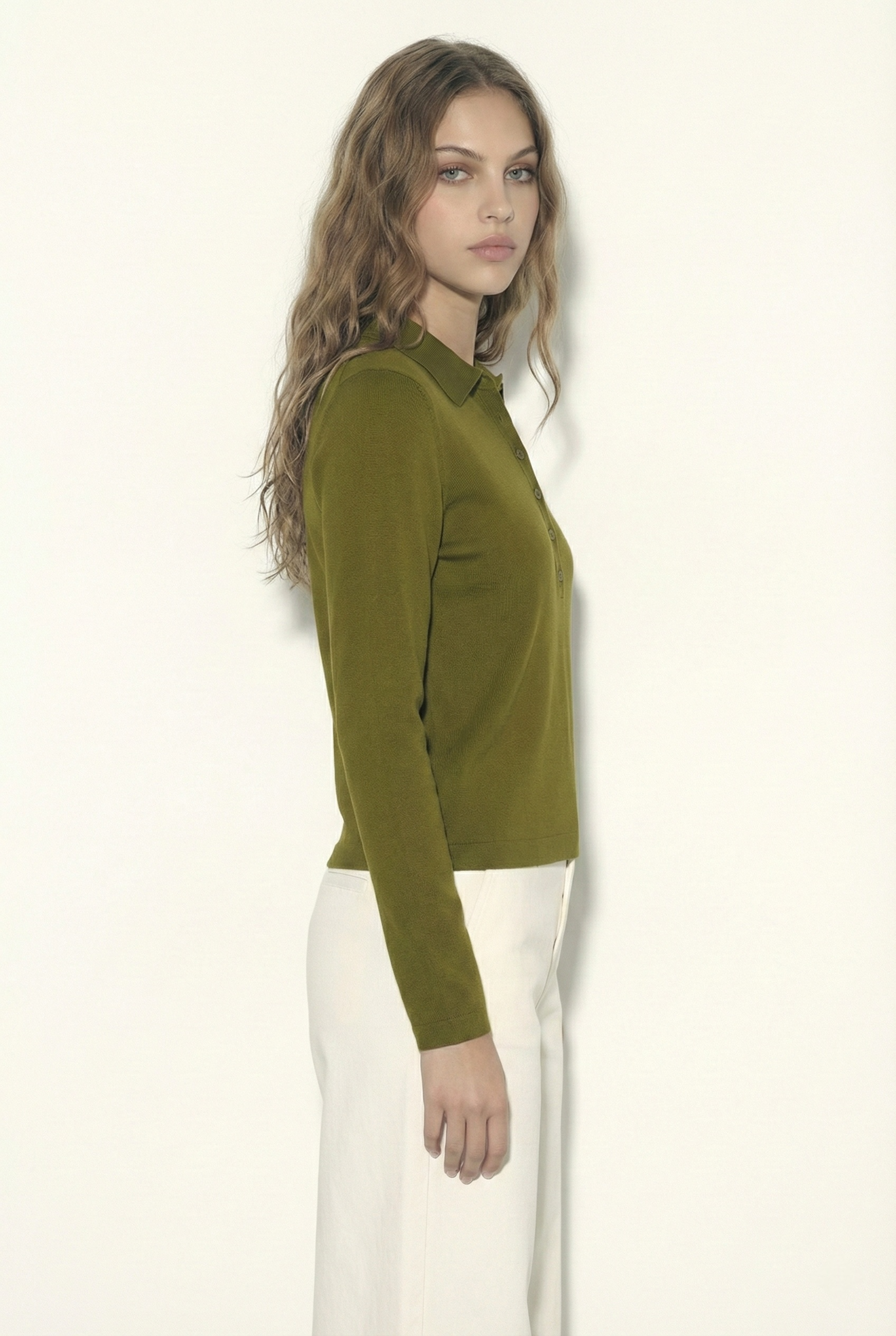 חולצת פולו סריג ירוקה