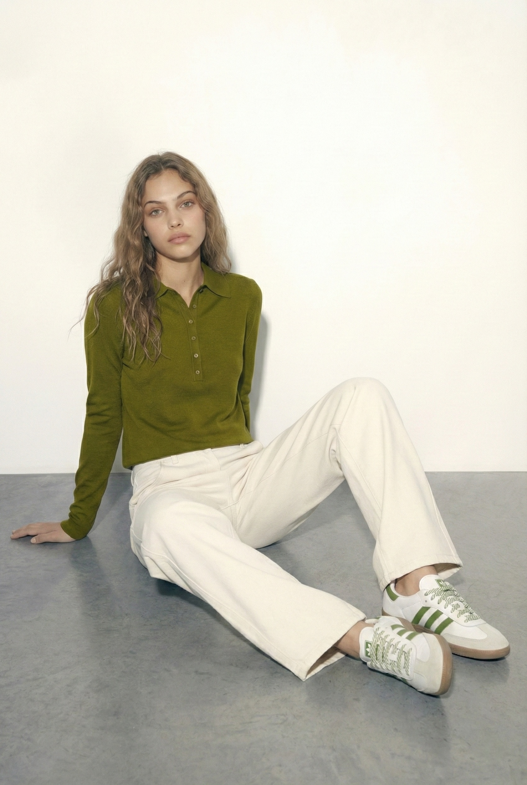 חולצת פולו סריג ירוקה