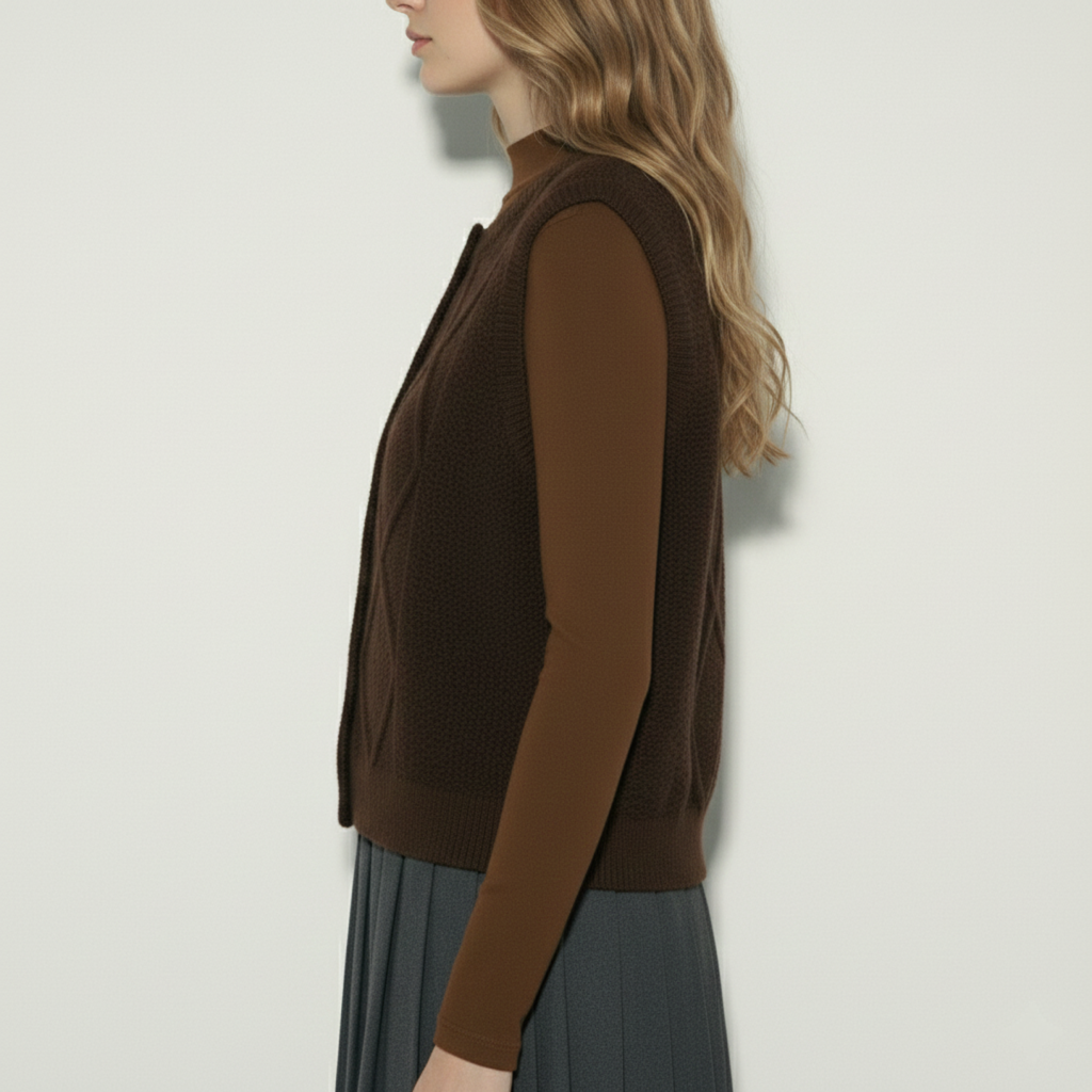 סריג אפודה חום