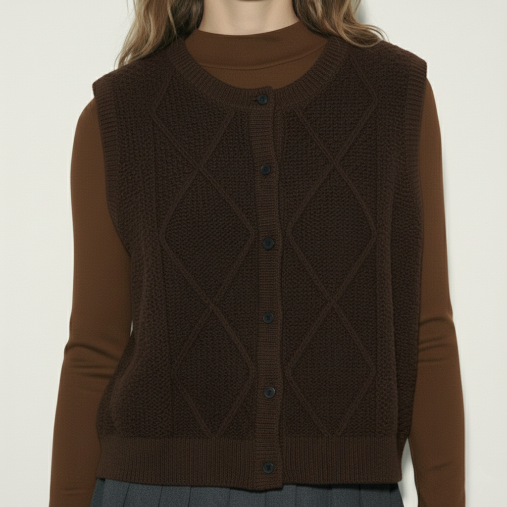 סריג אפודה חום