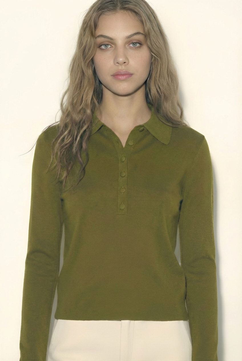 חולצת פולו סריג ירוקה