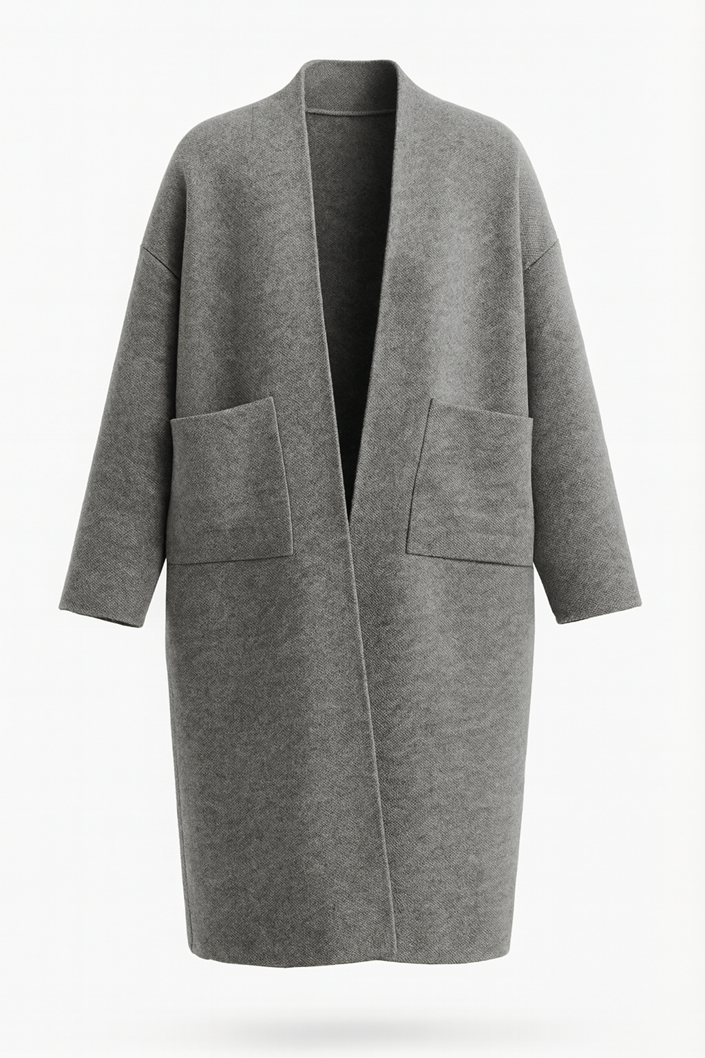 קרדיגן ארוך אפור בגזרה נקייה