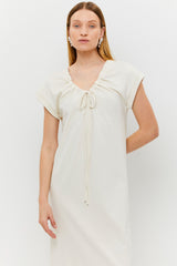 Relaxed White Fit Midi Dress