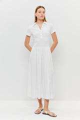 White Polo -Style Midi Dress
