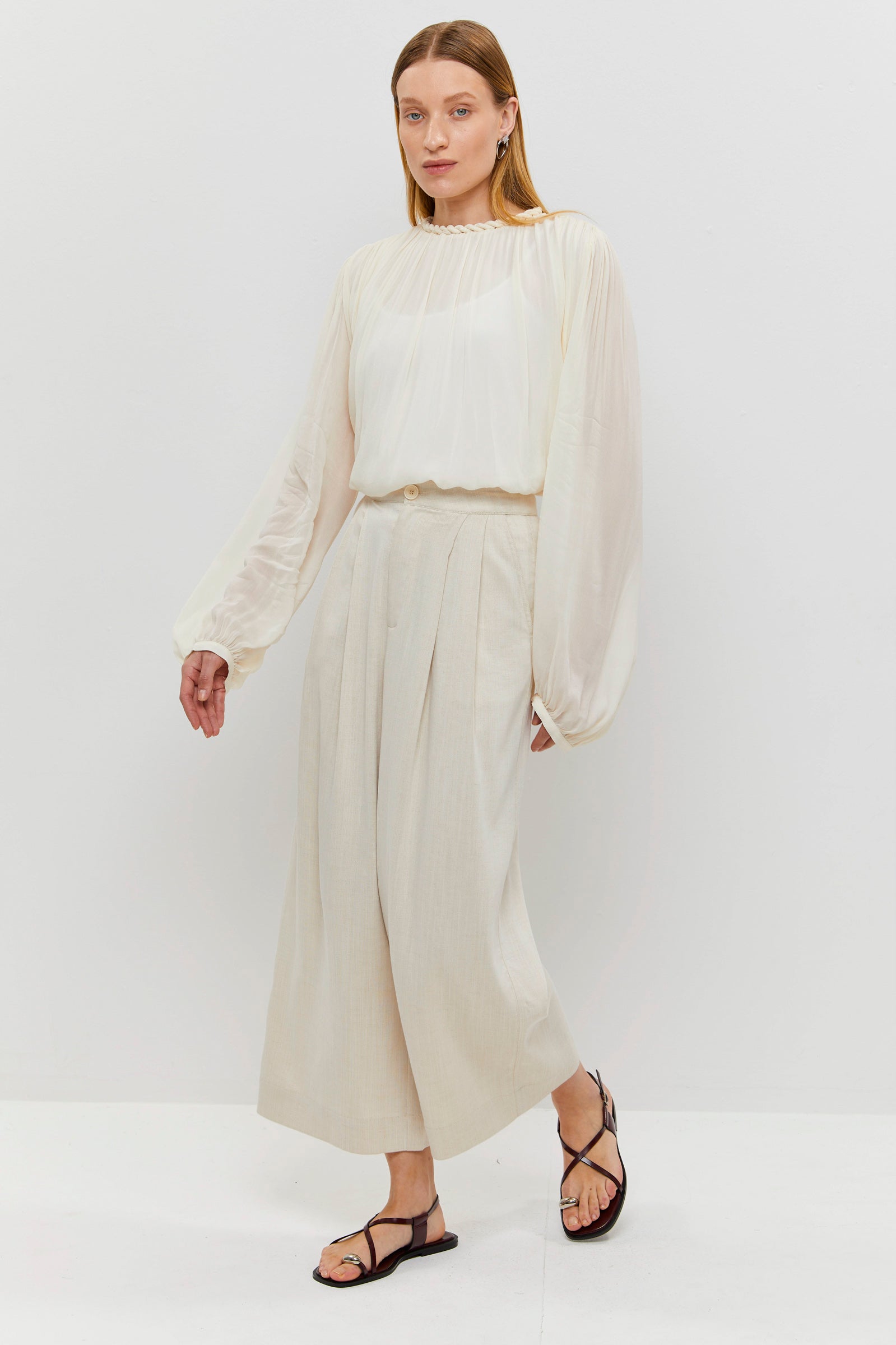 White Wide-Leg Trousers