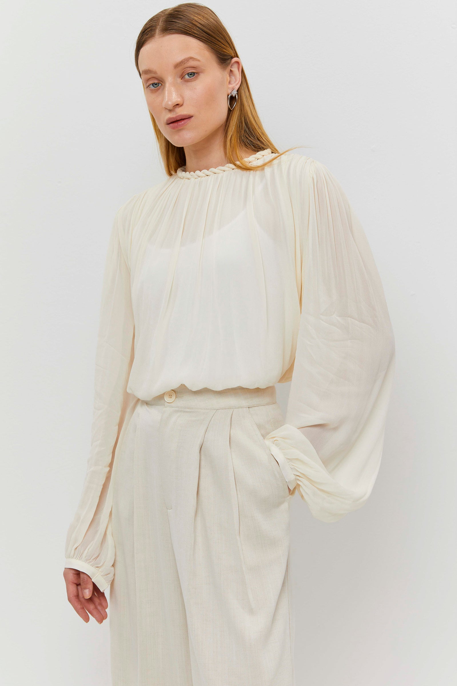 White Wide-Leg Trousers