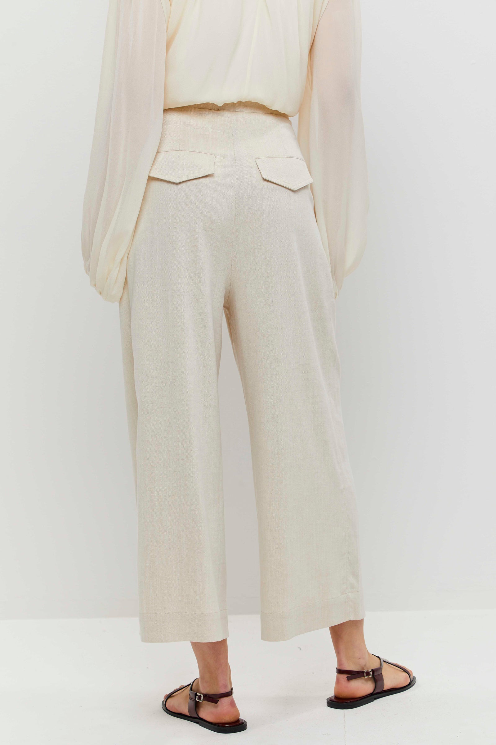 White Wide-Leg Trousers