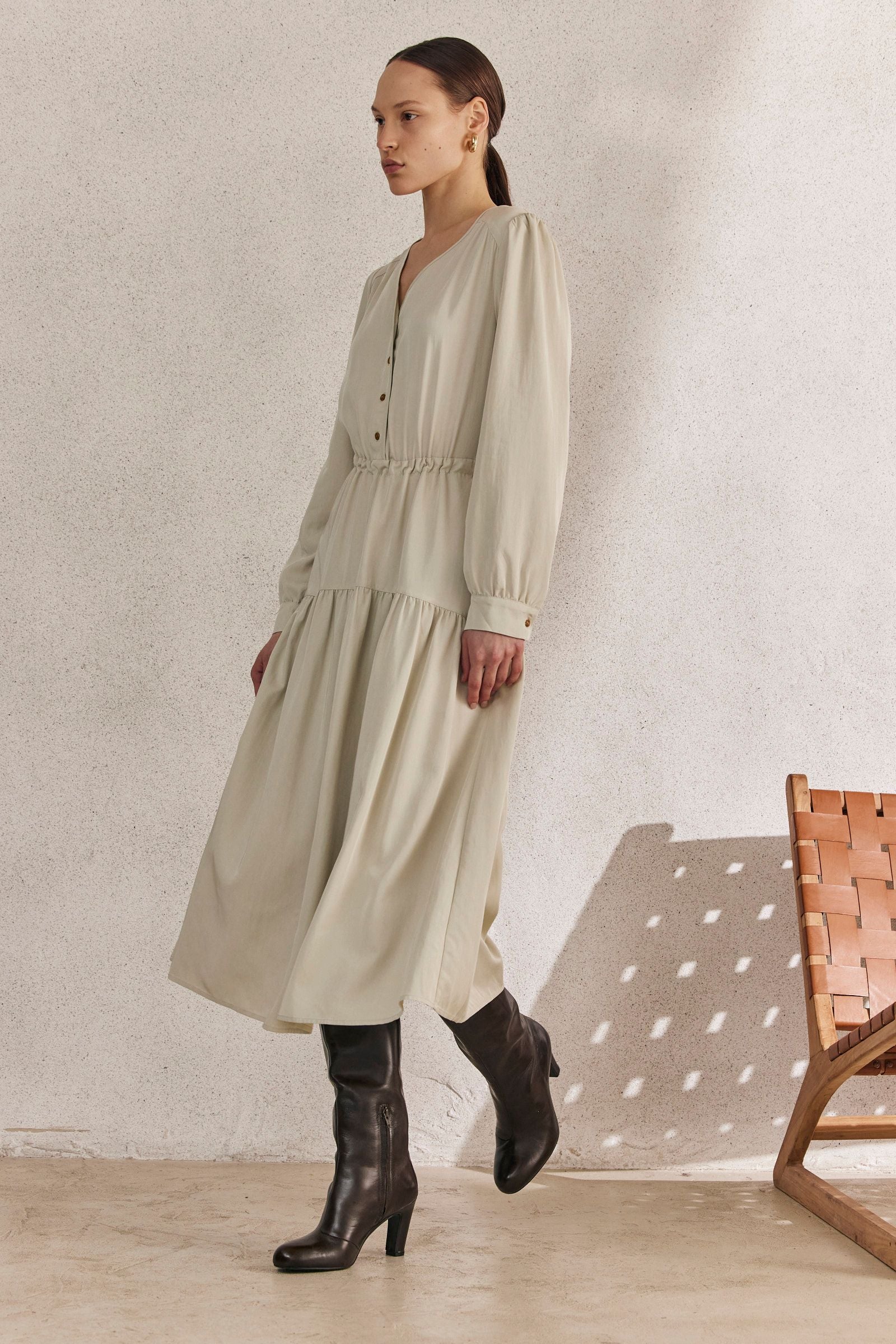 Light Button Maxi Dress