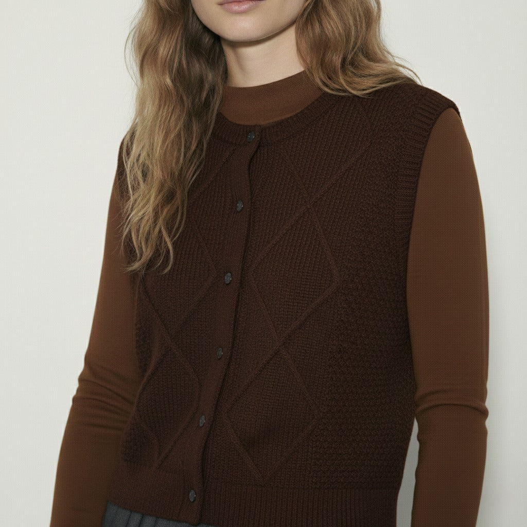 סריג אפודה חום