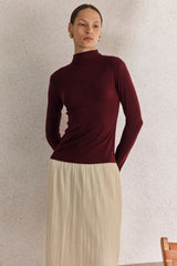 Basic Burgundy Turtleneck Shirt