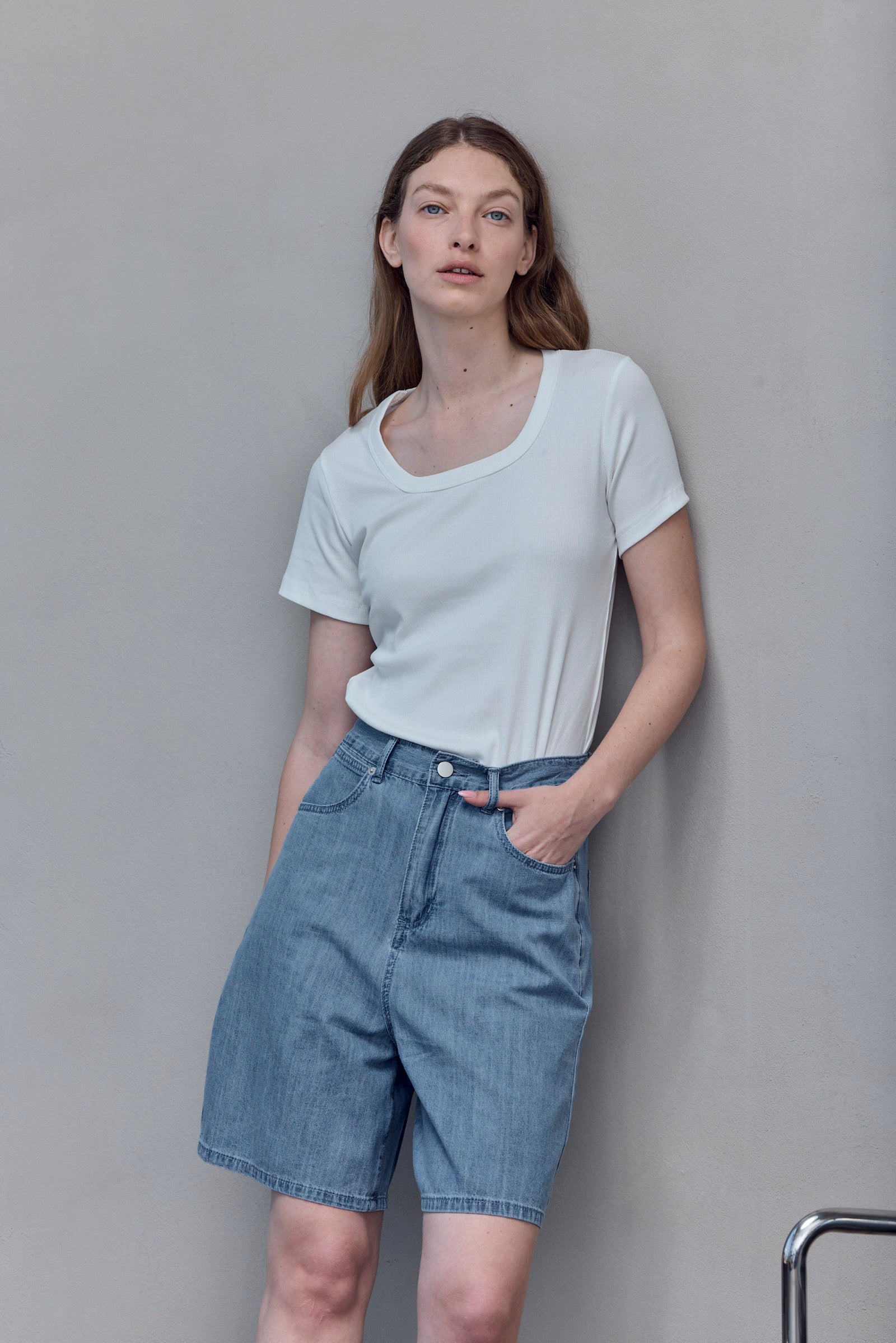 White Square- Neck Tee