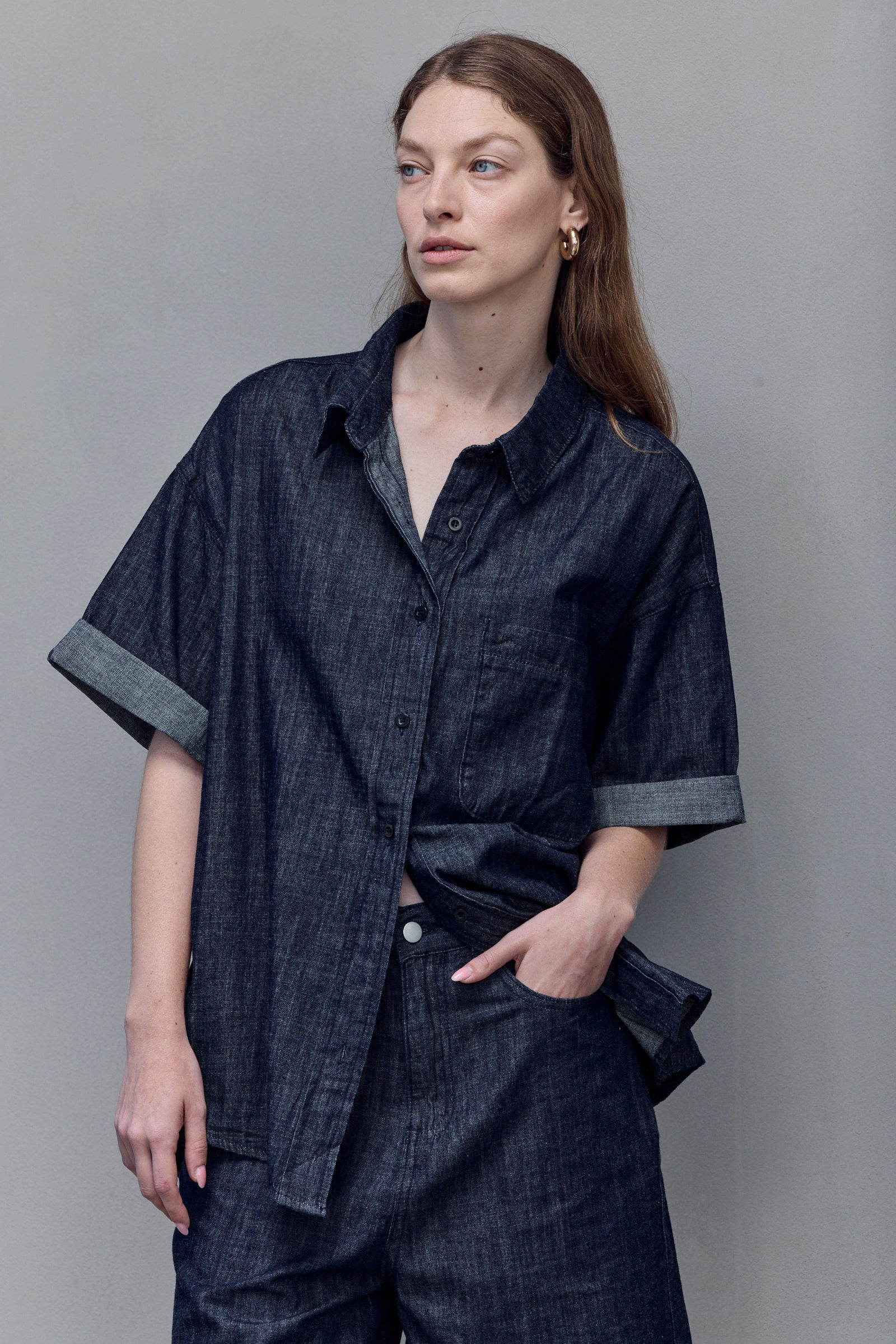 Classic Dark Wash Denim Shirt