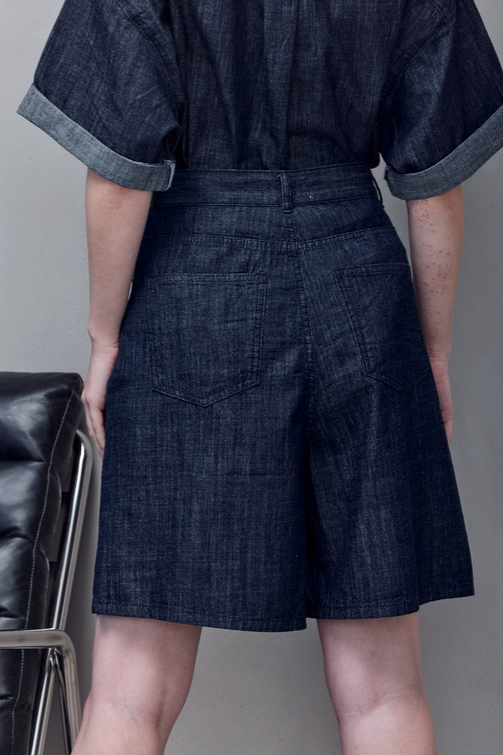 High-Rise Dark Wash Denim Shorts