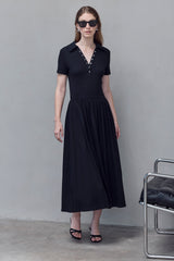 Black Polo Style Midi Dress
