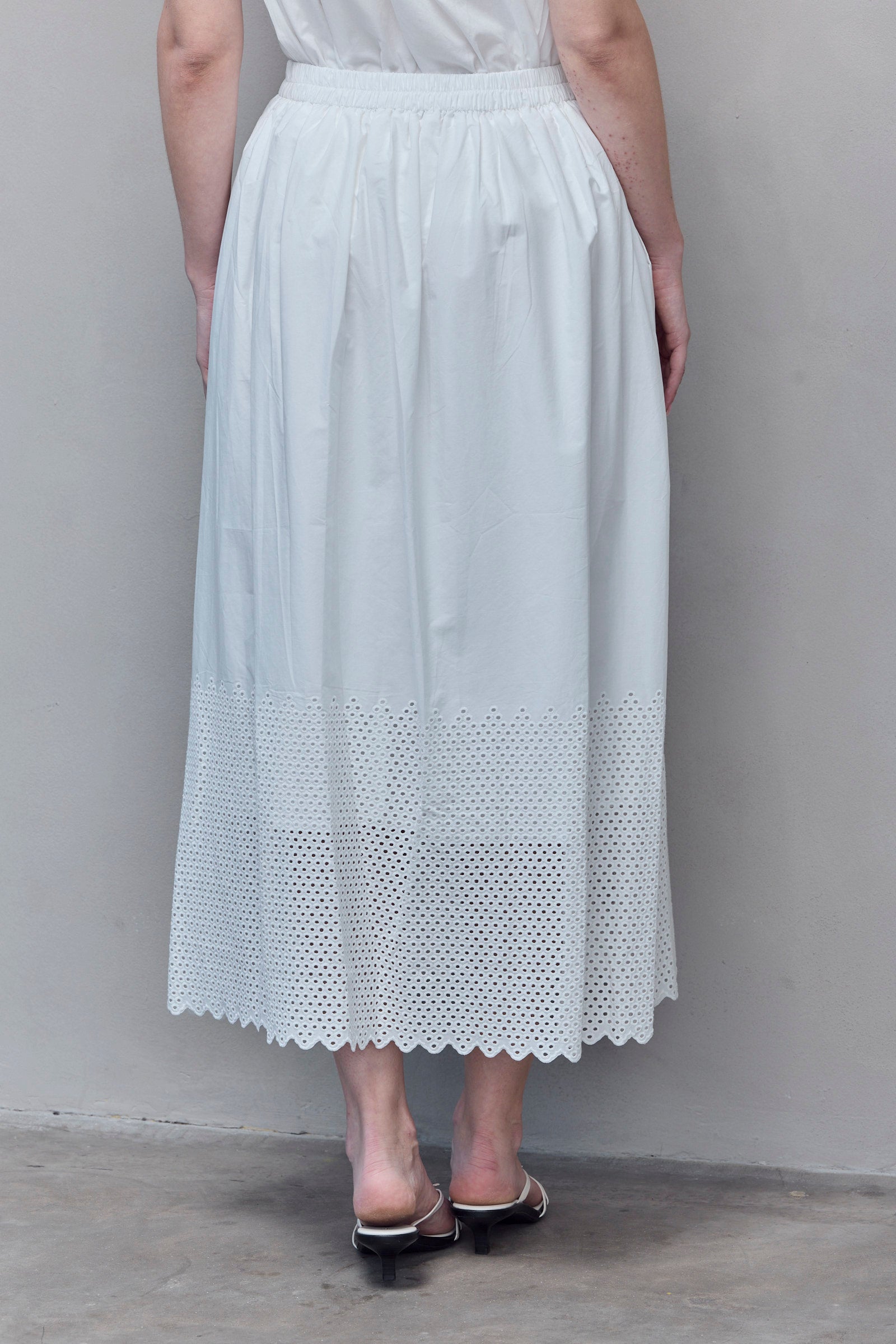 White Tiered Eyelet Maxi Skirt