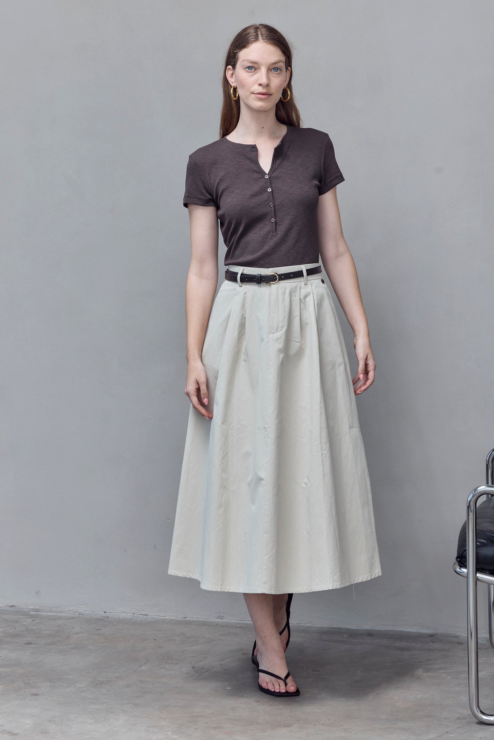 Cream Midi Skirt