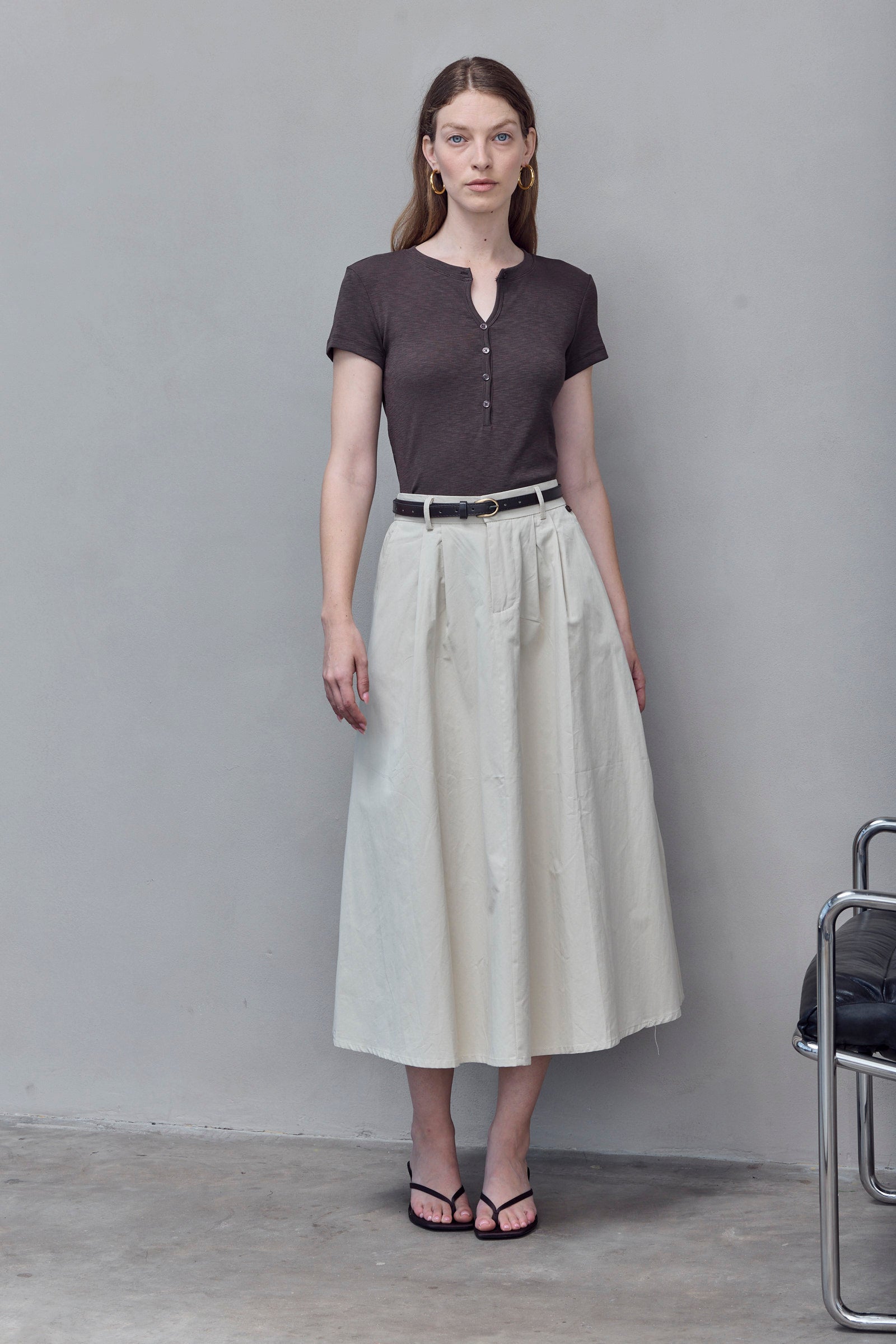 Cream Midi Skirt