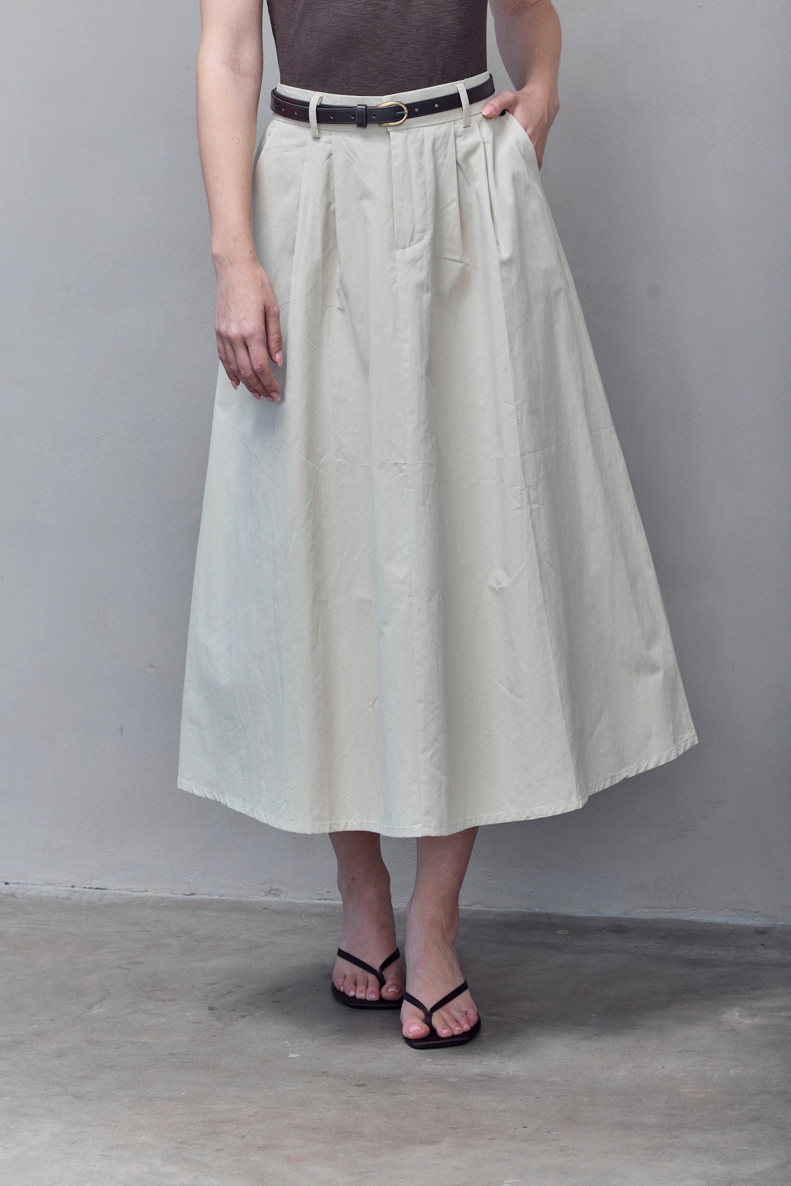Cream Midi Skirt