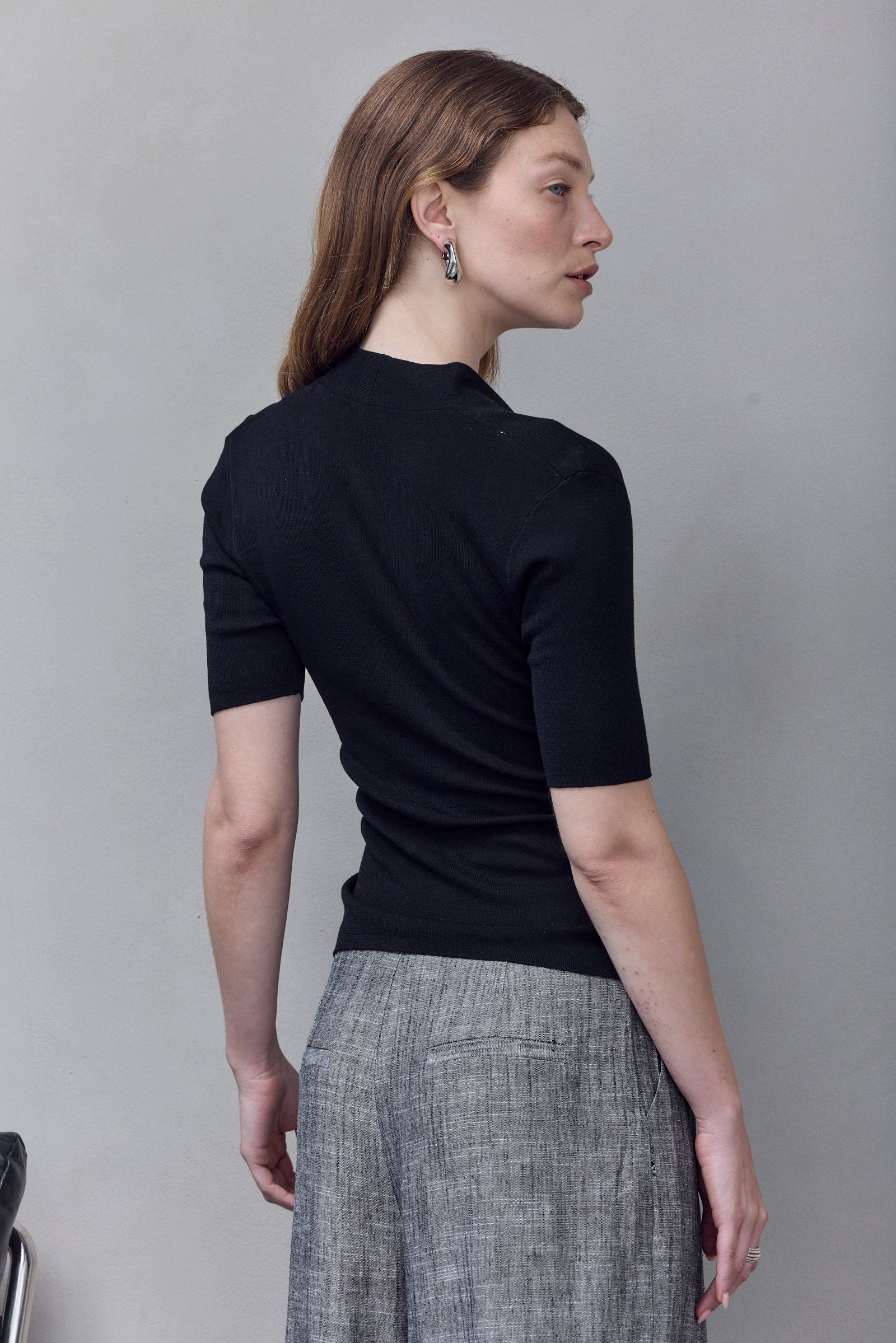Black Knot-Front Wrap Top