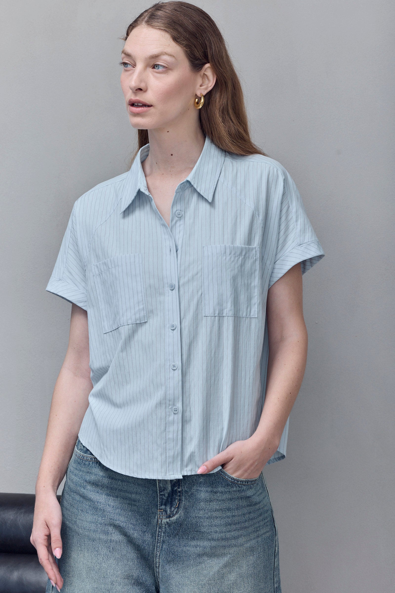 Mist Blue Pinstripe Shirt