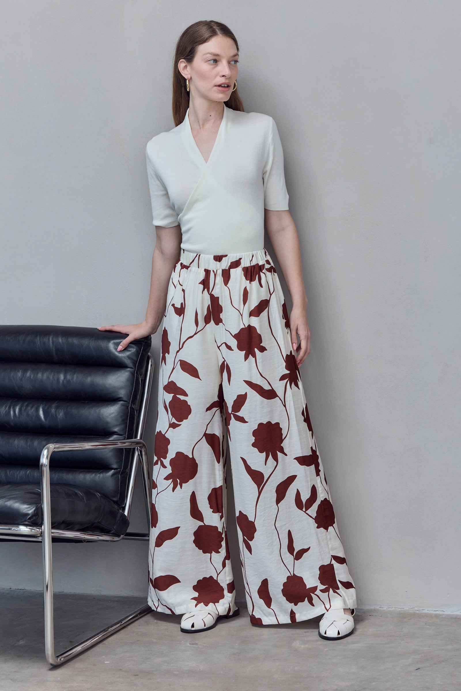 Clay Bloom Wide-Leg Pants