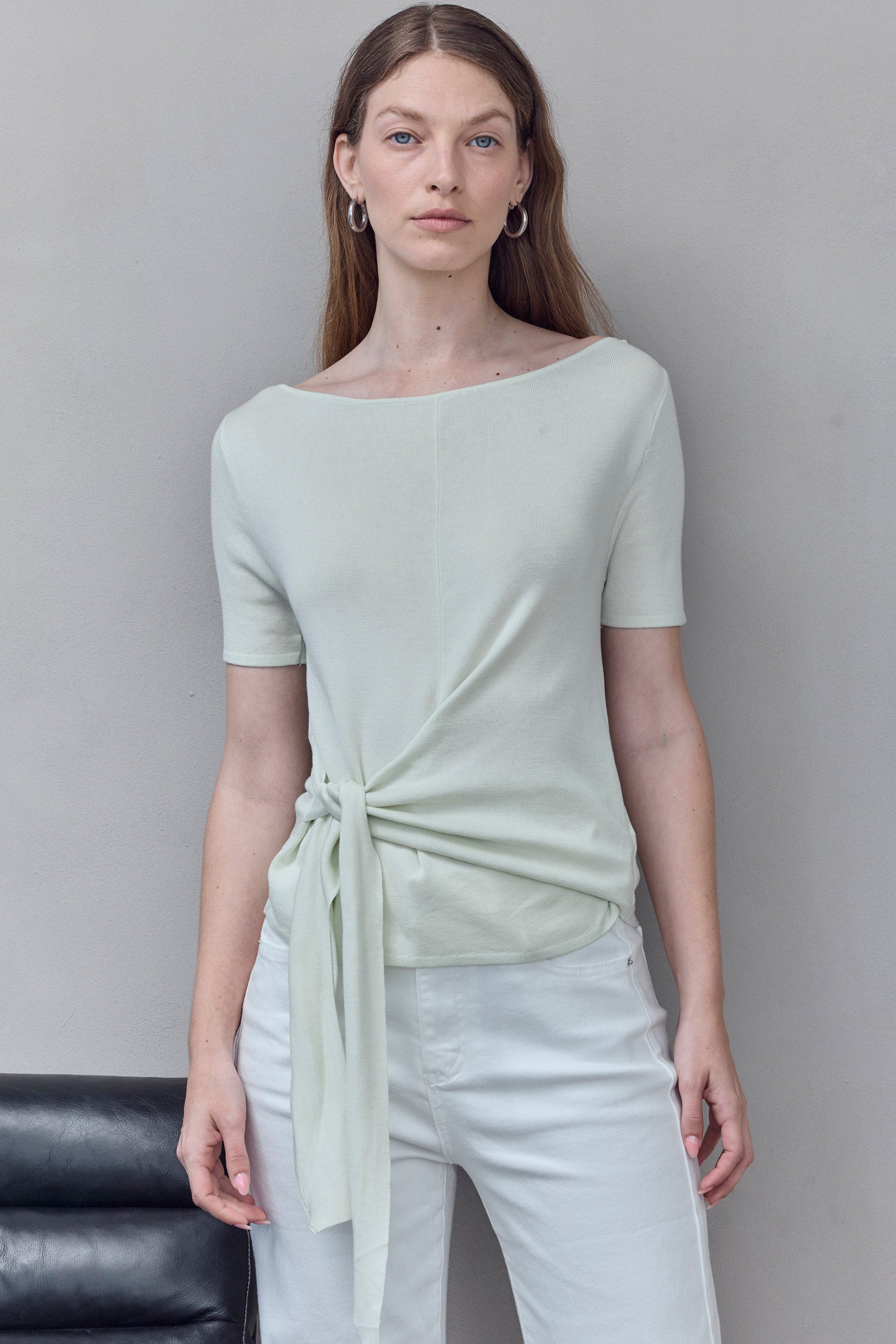 Sage Knot-Tie Blouse