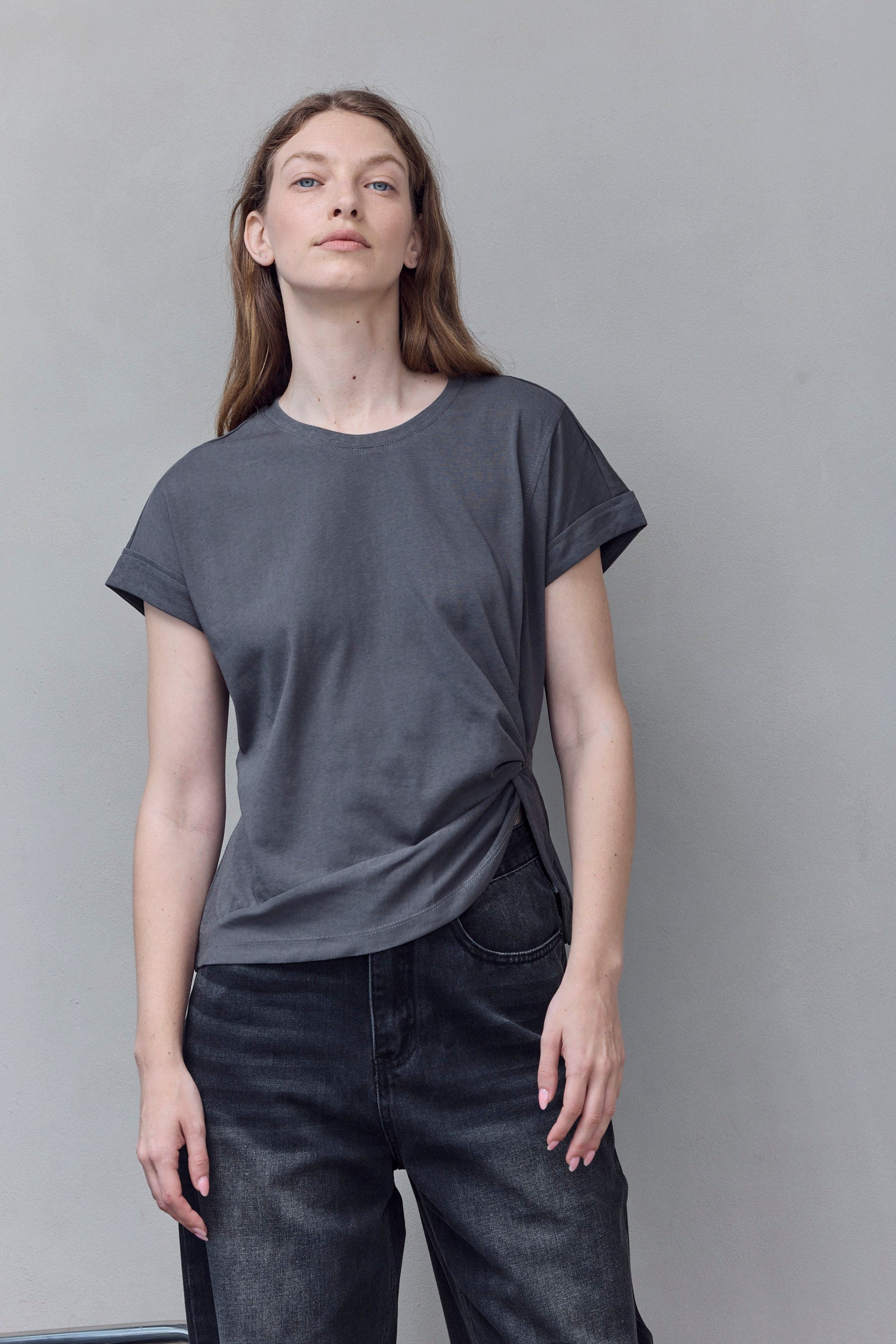 Charcoal Knot Detail Tee
