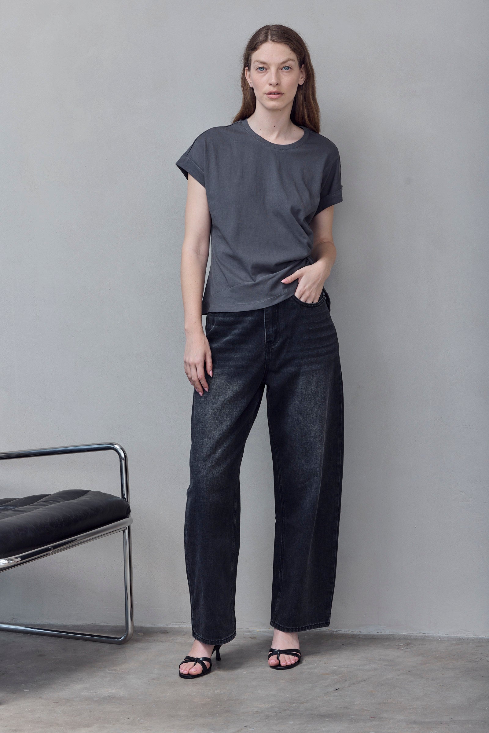 Black Wash Straight Jeans