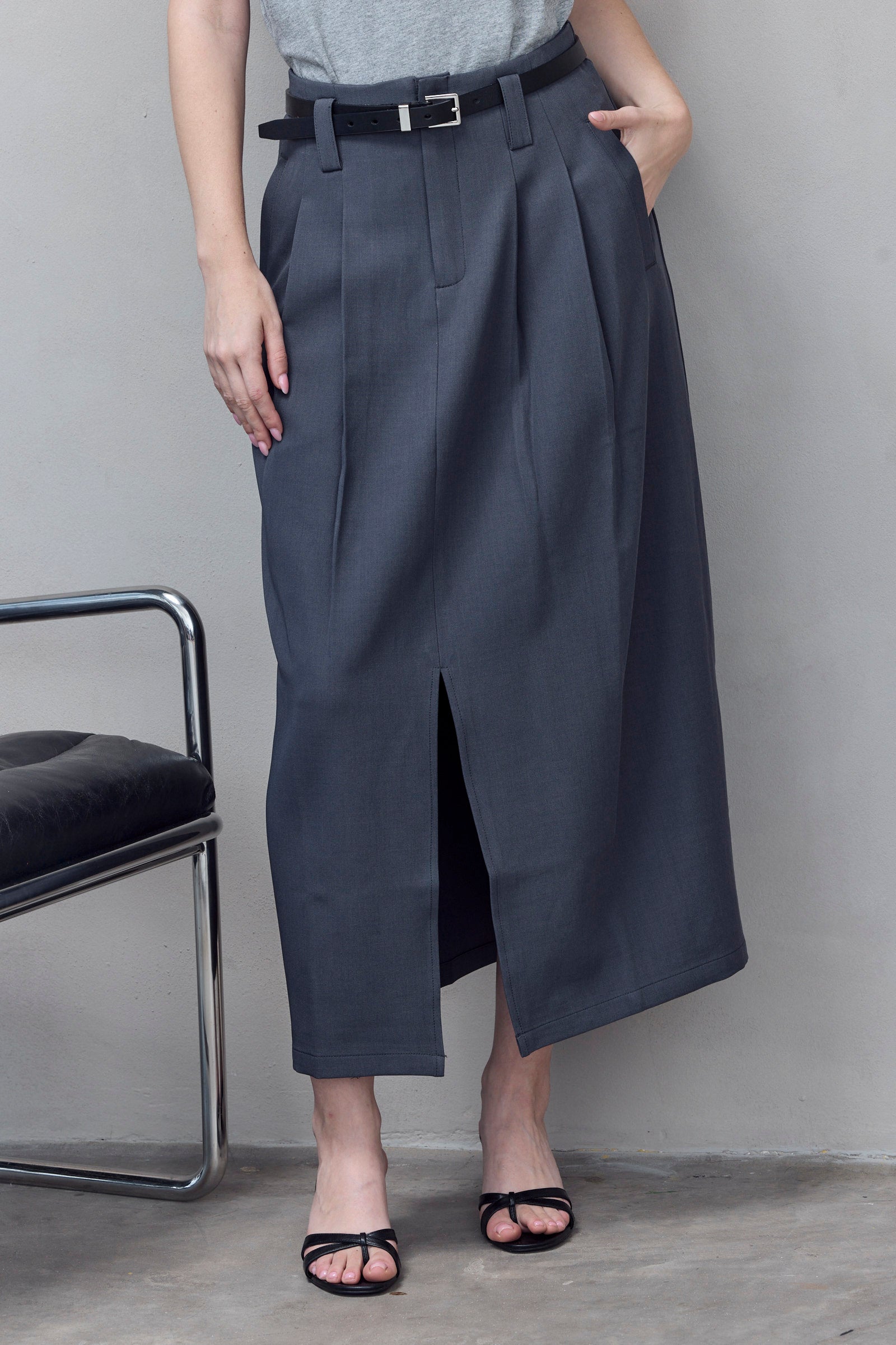 Tailored Charcoal  Maxi Skirt