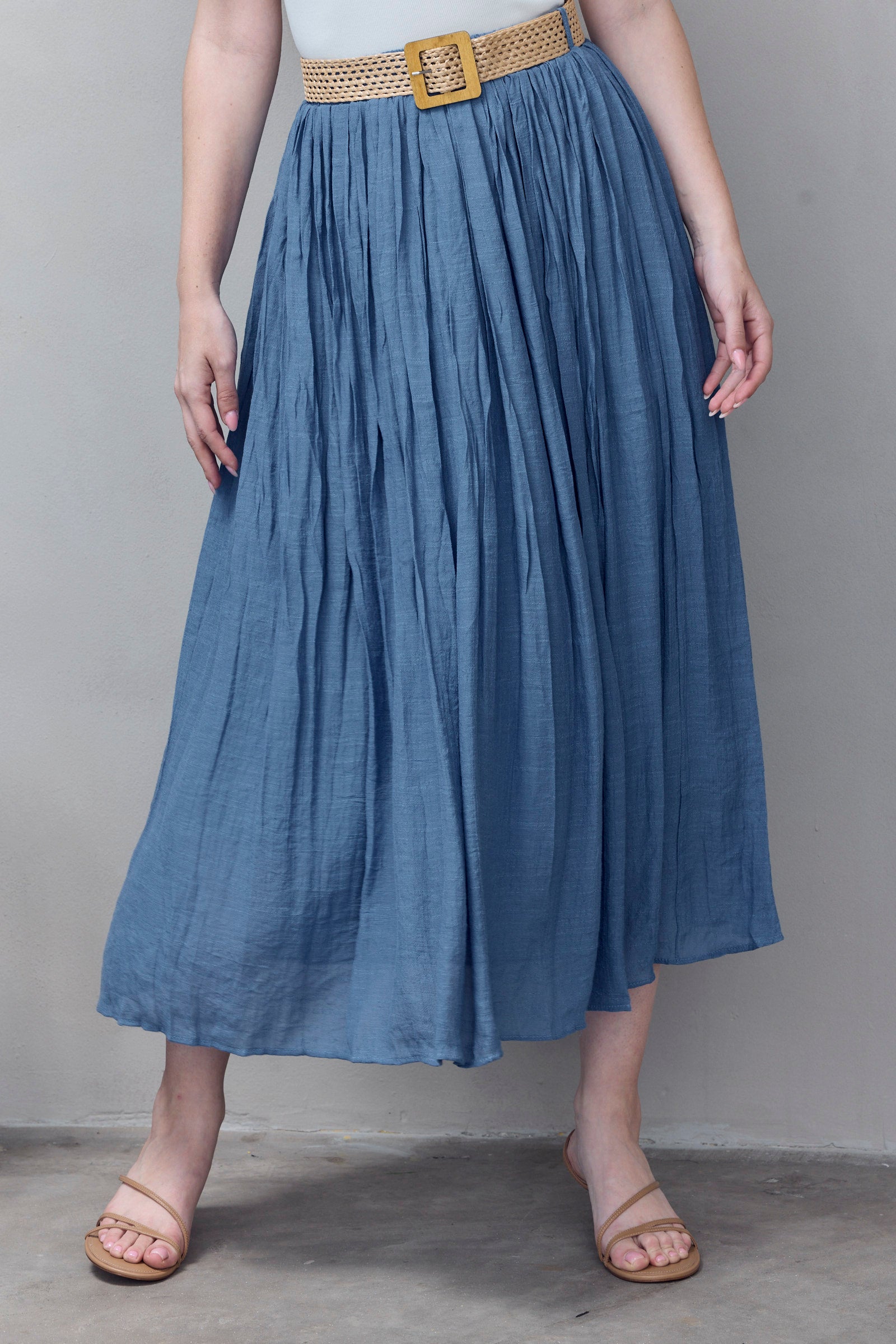 Azure Crinkle Maxi Skirt