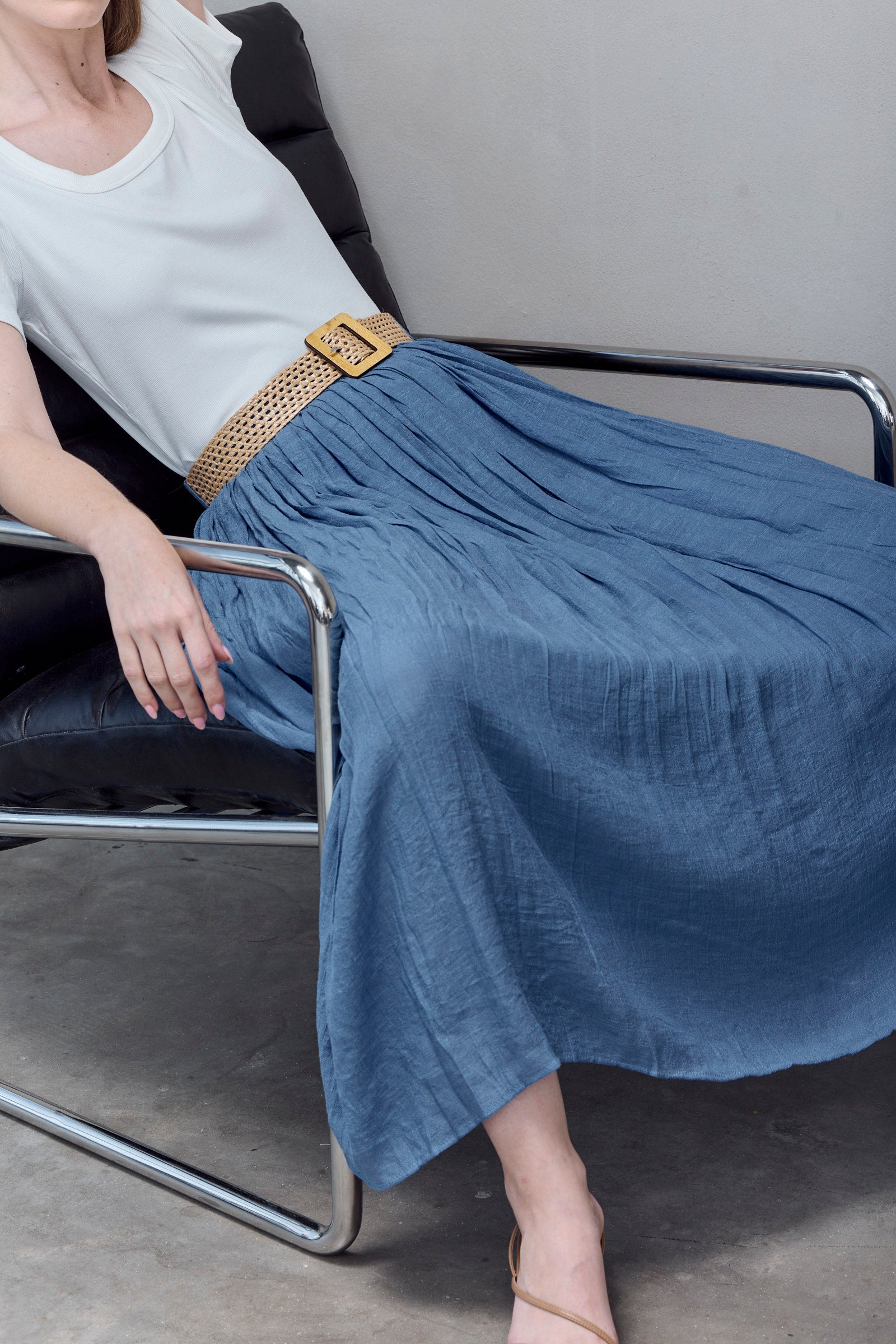 Azure Crinkle Maxi Skirt