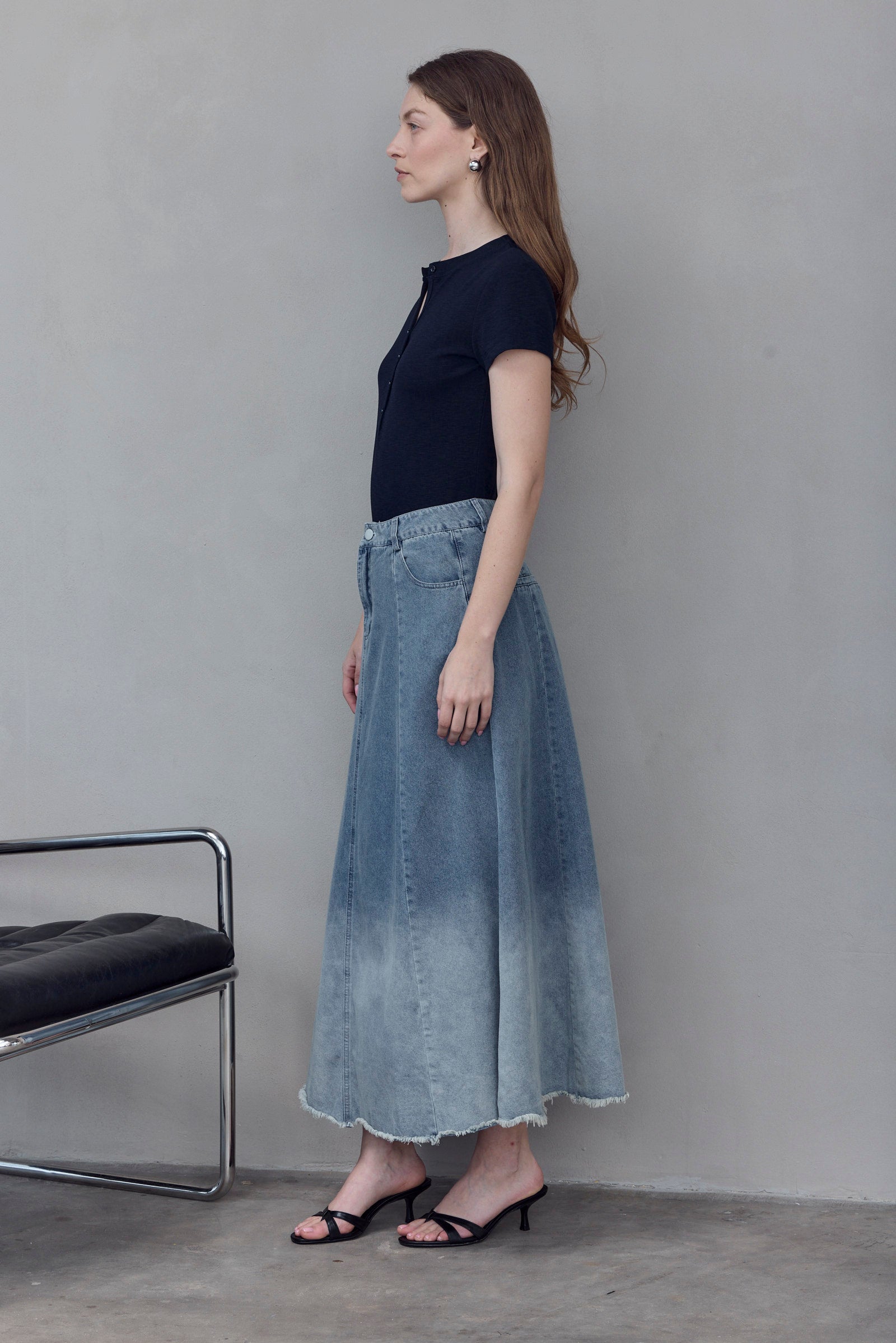 Coastal Fade A-Line Denim Skirt