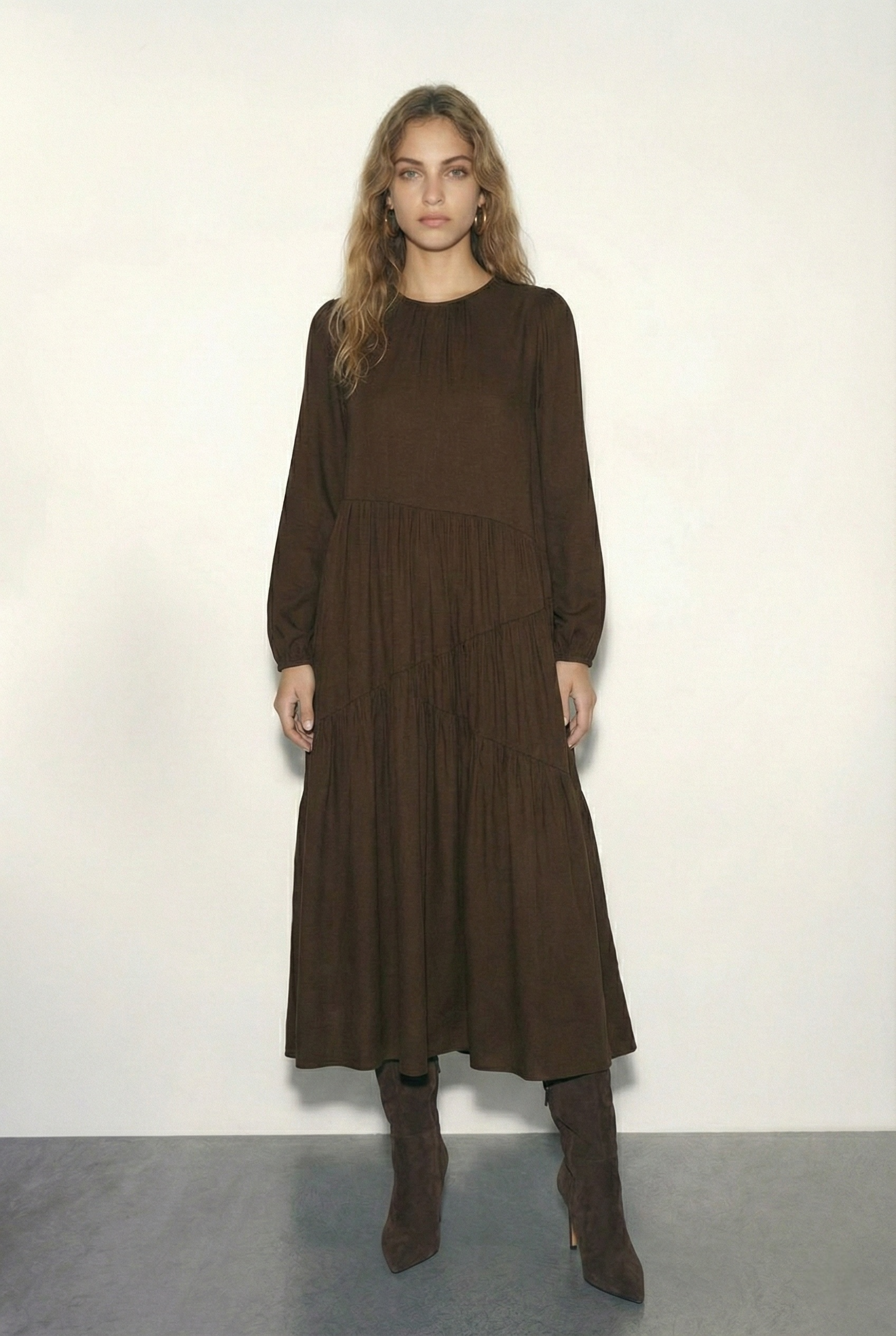 שמלת מקסי חומה