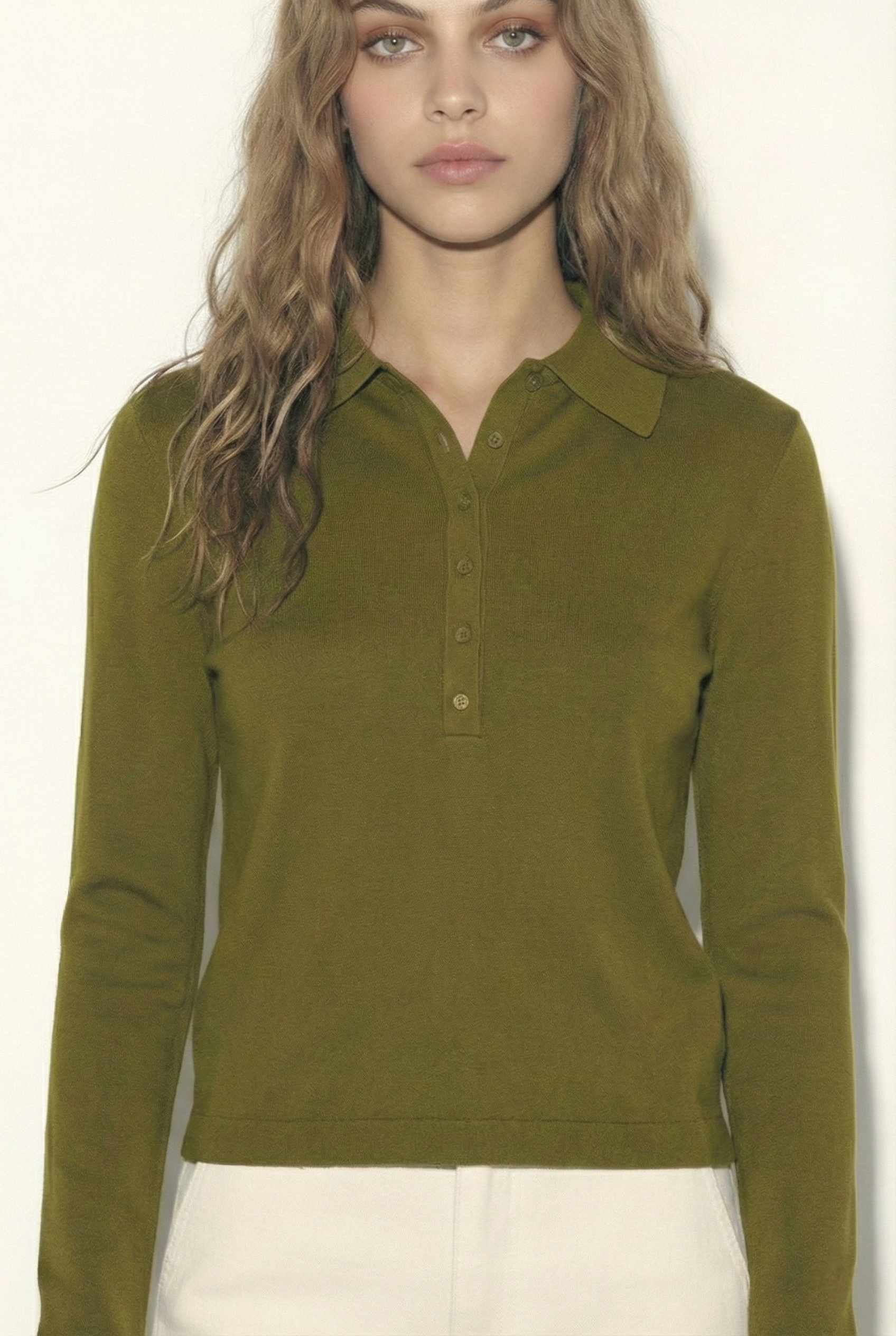 חולצת פולו סריג ירוקה